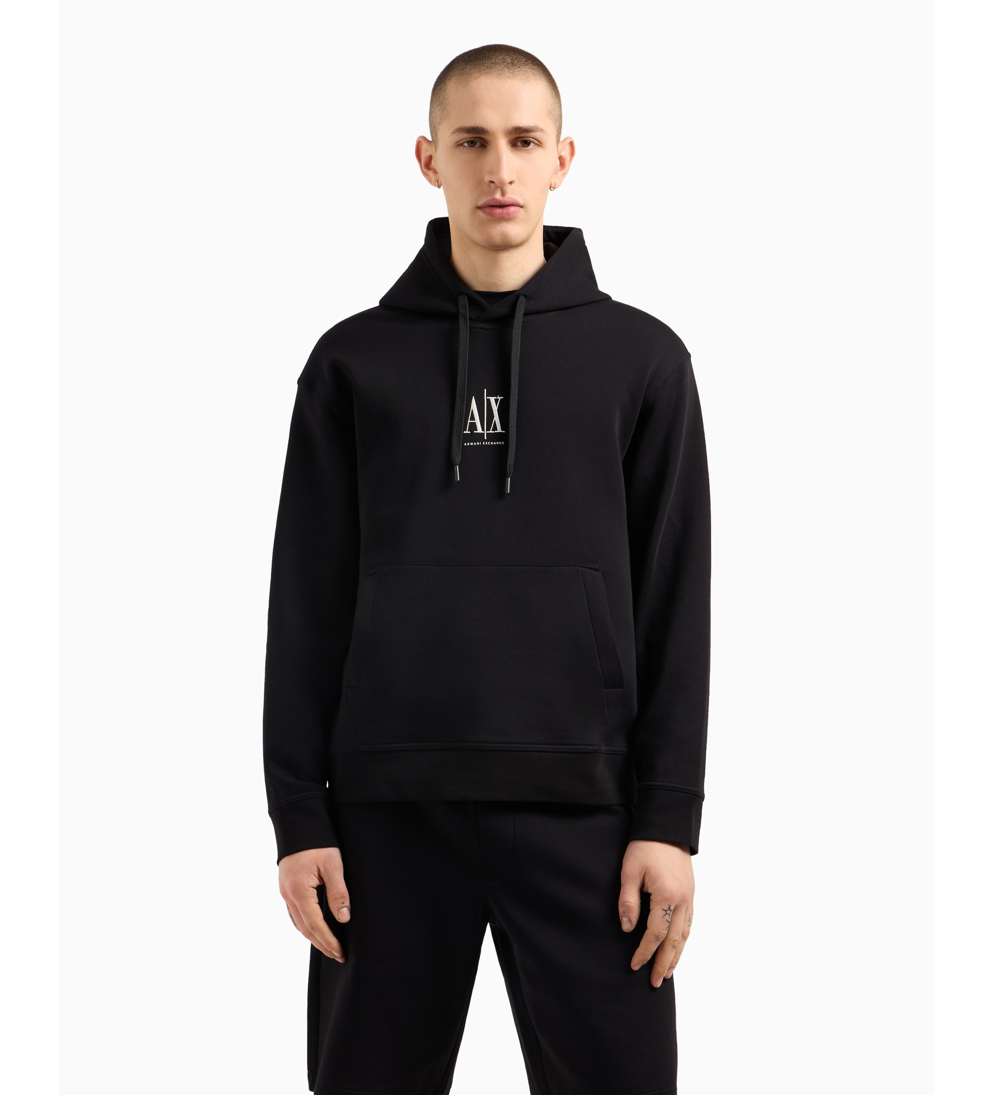 A|X Armani Exchange für Herren. XM000369AF10818UC001 Schwarzes Sweatshirt mit Kapuze (M), Lässig, Sportlich, Baumwolle, Multisport