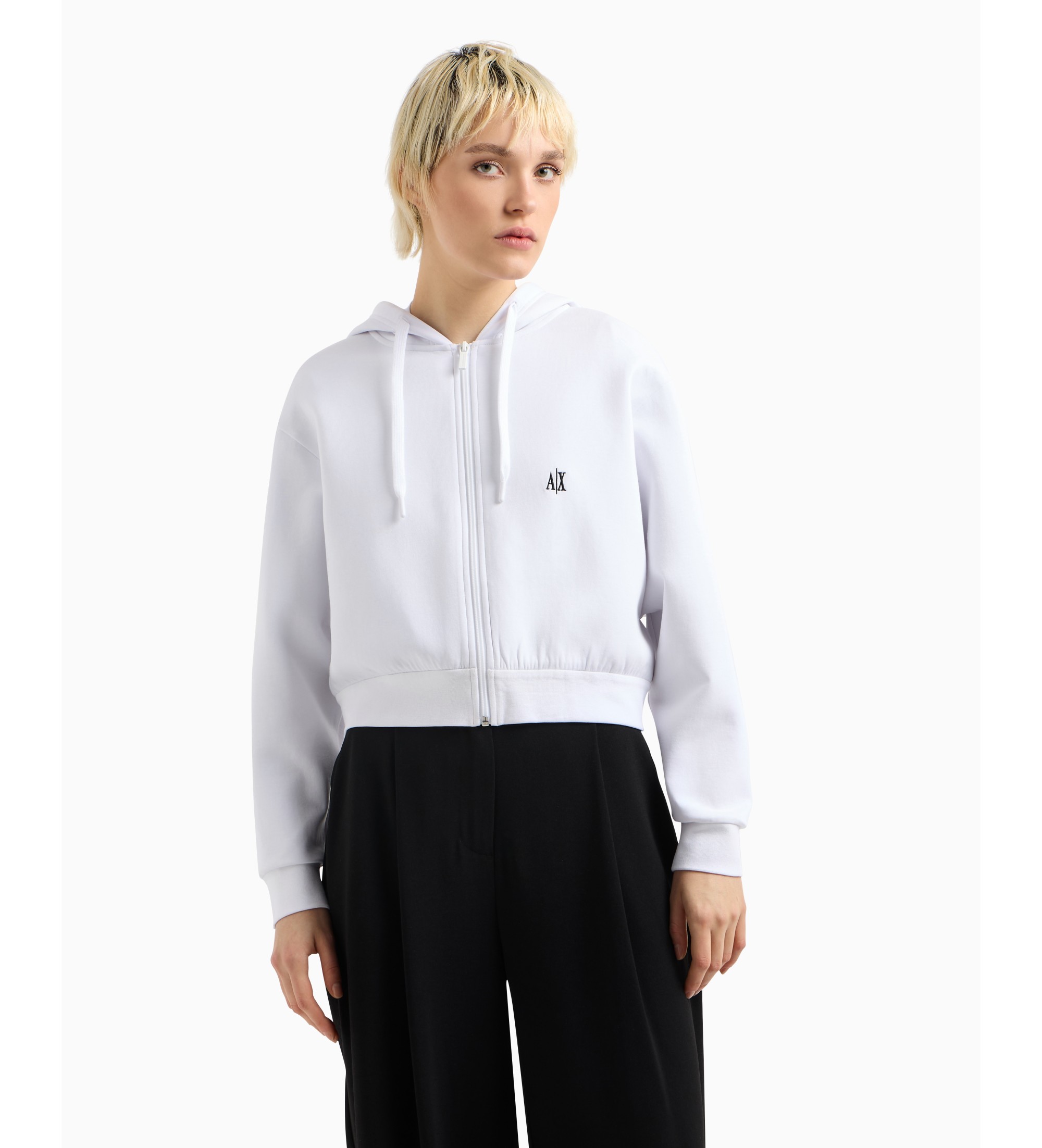 A|X Armani Exchange für Damen. XW000822AF10818U0002 Weißes Sweatshirt mit Reißverschluss (XL), Lässig, Sportlich, Baumwolle, Multisport