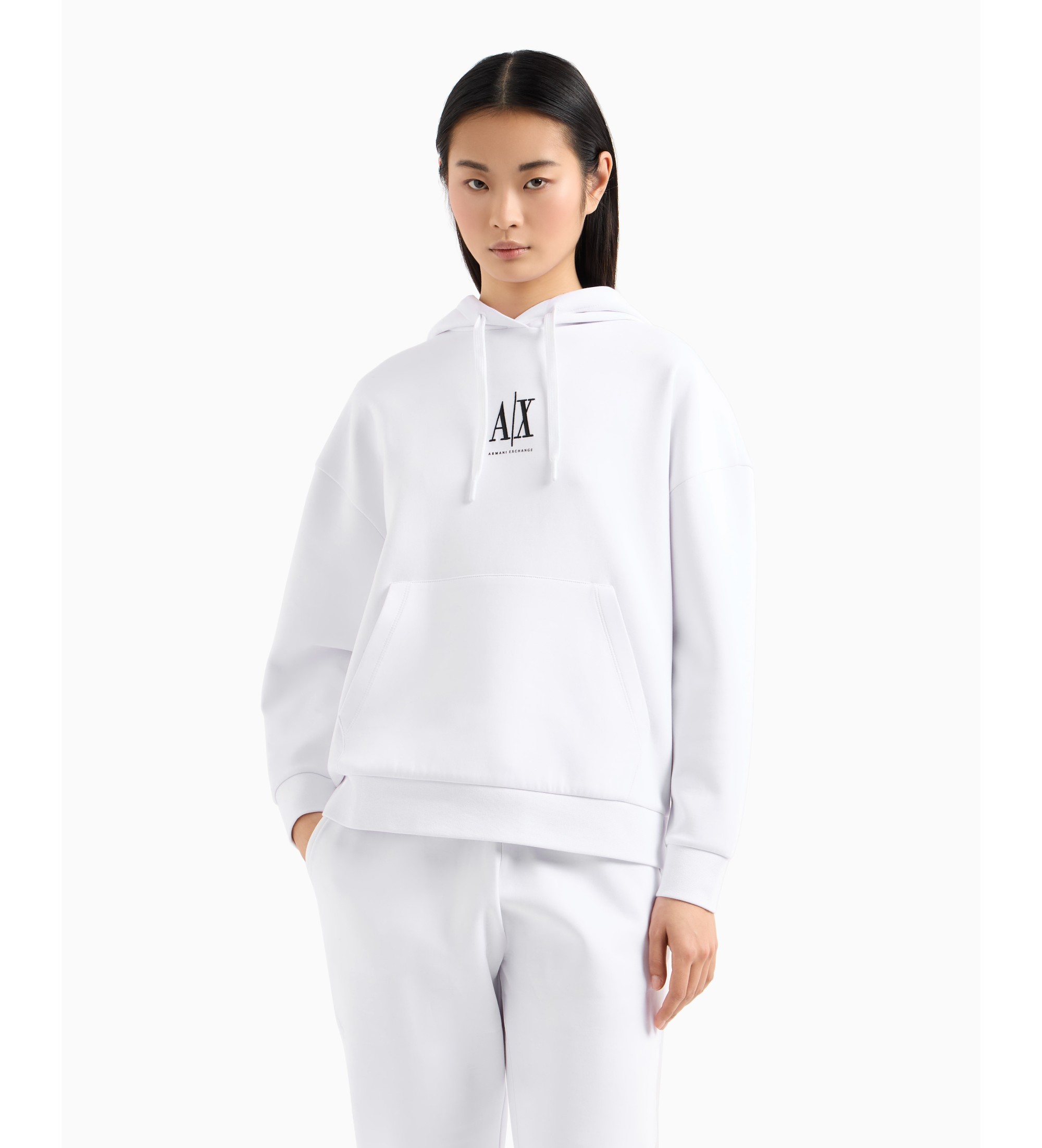 A|X Armani Exchange für Damen. XW000823AF10818U0002 Weißes Logo-Sweatshirt (XS), Lässig, Sportlich, Baumwolle, Multisport