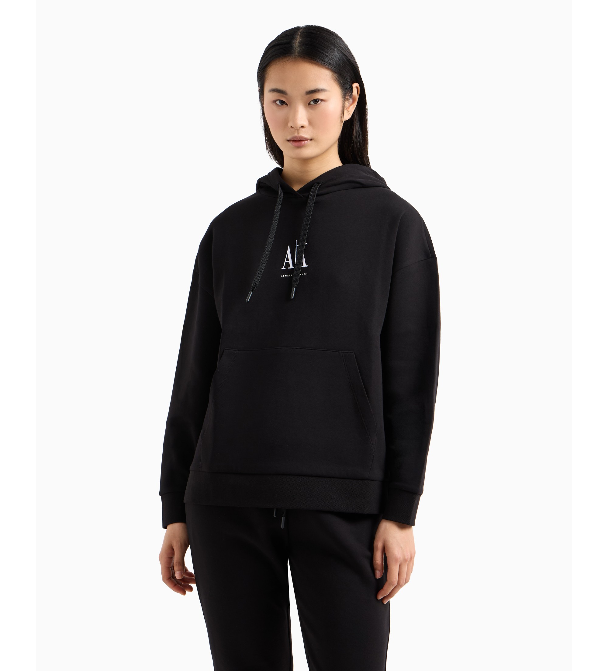 A|X Armani Exchange für Damen. XW000823AF10818UC001 Schwarzes Logo-Sweatshirt (M), Lässig, Sportlich, Baumwolle, Multisport