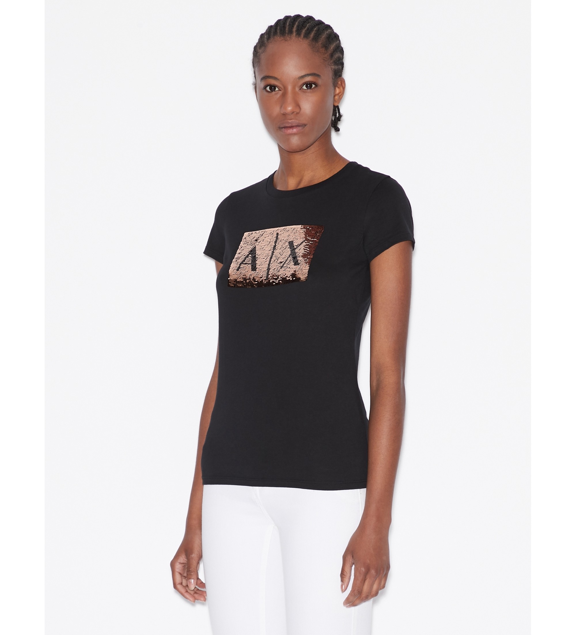 A|X Armani Exchange für Damen. 8NYTDLYJ73Z6231 Kurzarm-T-Shirt schwarz (XL), Lässig, Baumwolle