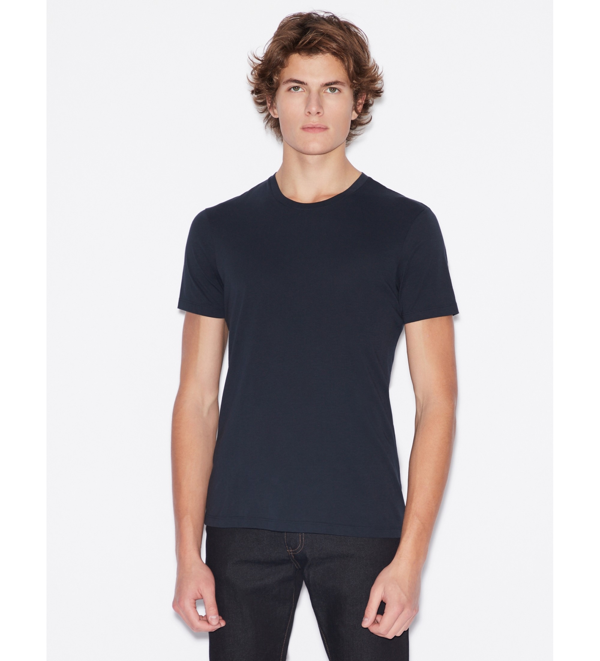 A|X Armani Exchange für Herren. 8NZT74ZJA5Z1510 Dunkles marineblaues Freizeit-T-Shirt (M), Lässig, Baumwolle, Kurzarm