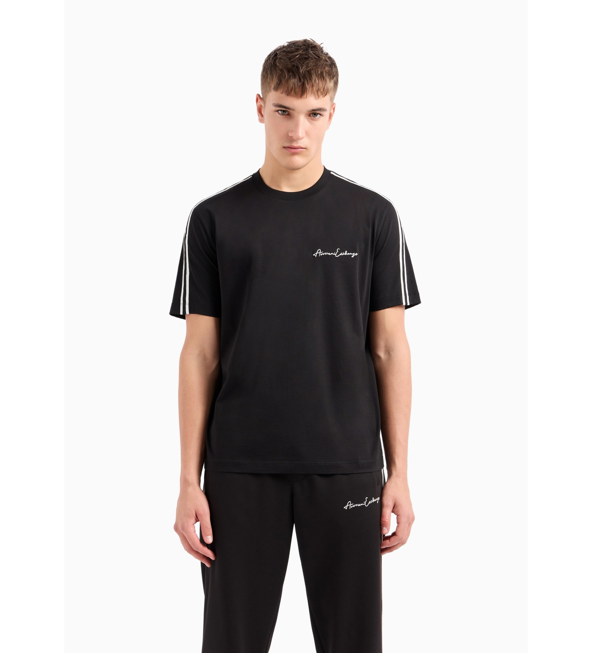 A|X Armani Exchange für Herren. 8NZTSGZJ9AZ1200 Standardschnitt-T-Shirt schwarz (L), Lässig, Baumwolle, Kurzarm