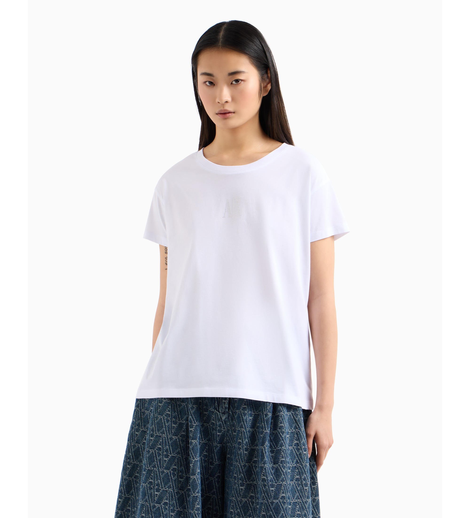 A|X Armani Exchange für Damen. XW000830AF10356U0002 Kurzarm-T-Shirt weiß (S), Lässig, Baumwolle