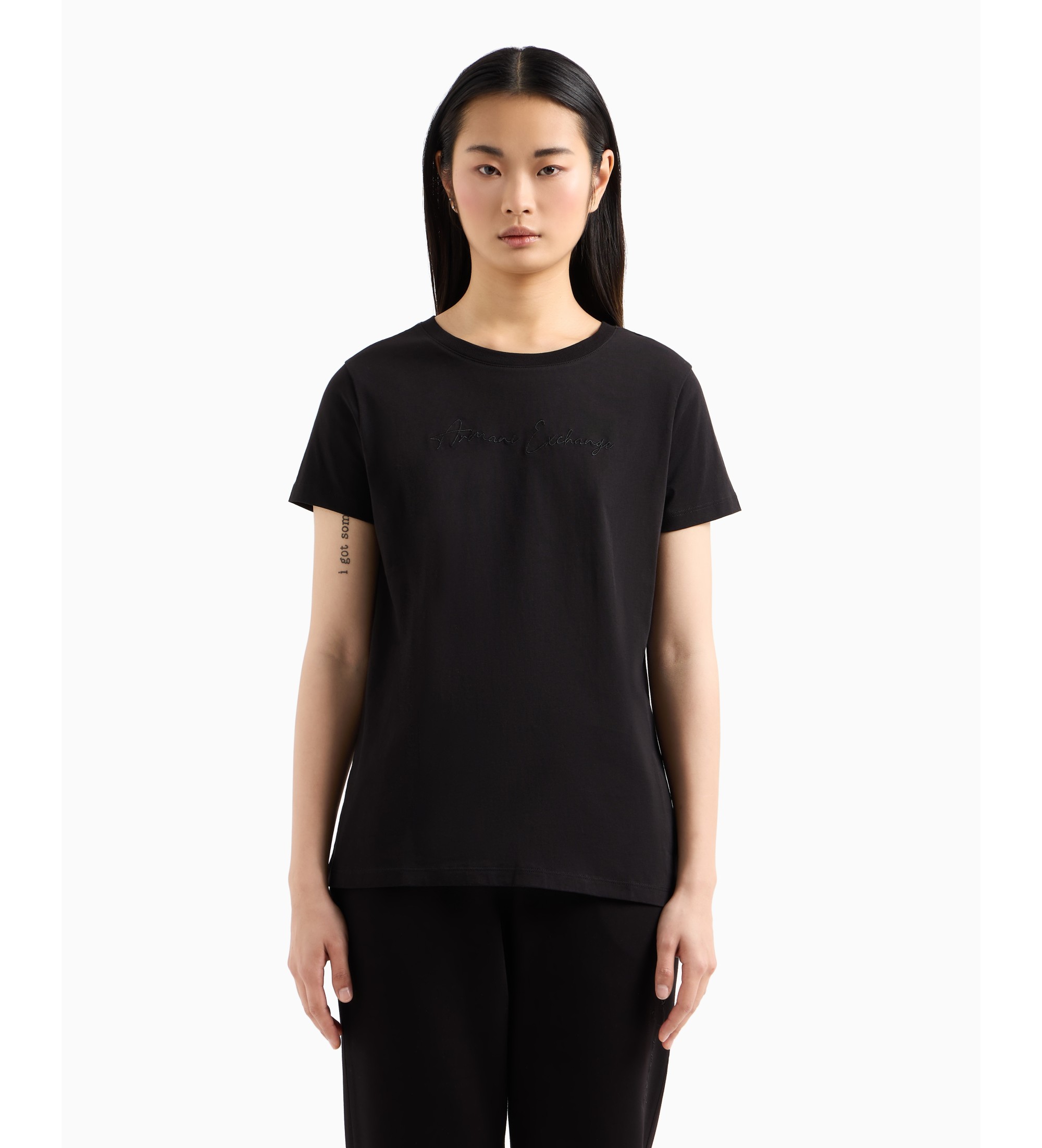 A|X Armani Exchange für Damen. XW000839AF10356UC001 Kurzarm-T-Shirt schwarz (M), Lässig, Baumwolle