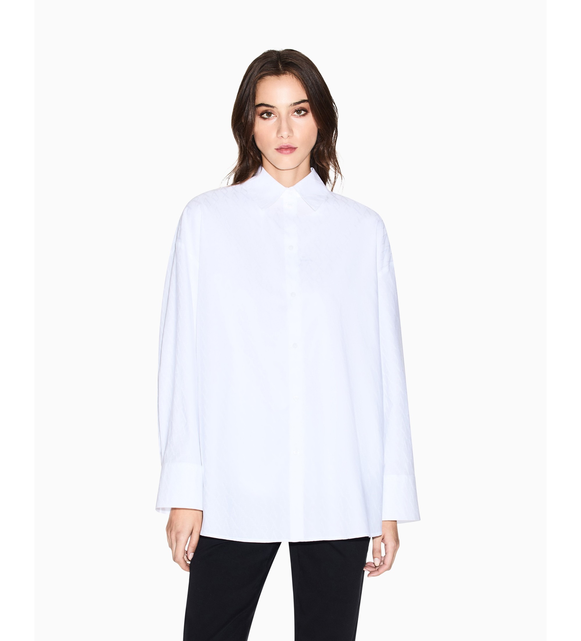 A|X Armani Exchange für Damen. XW001424AF16631U0002 Relaxed Fit Hemd weiß (L), Lässig, Baumwolle, Klassisch, Langarm