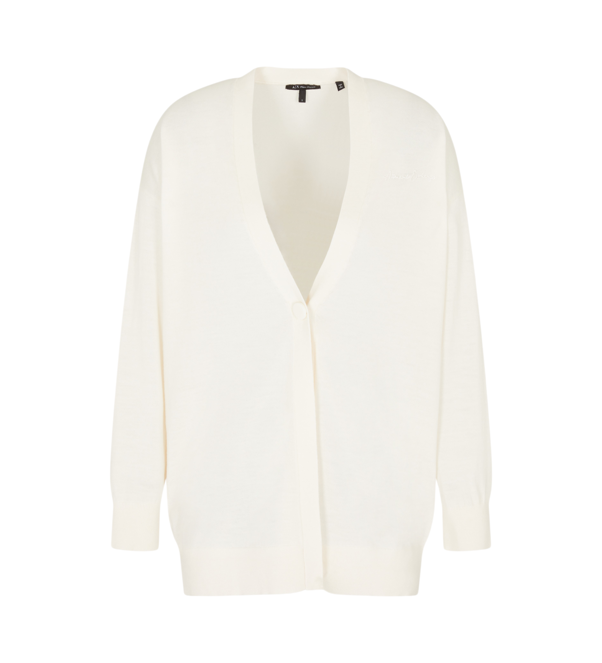 A|X Armani Exchange für Damen. XW001438AF11896U1003 Beige gestrickte Strickjacke (L), Lässig, Wolle, Klassisch