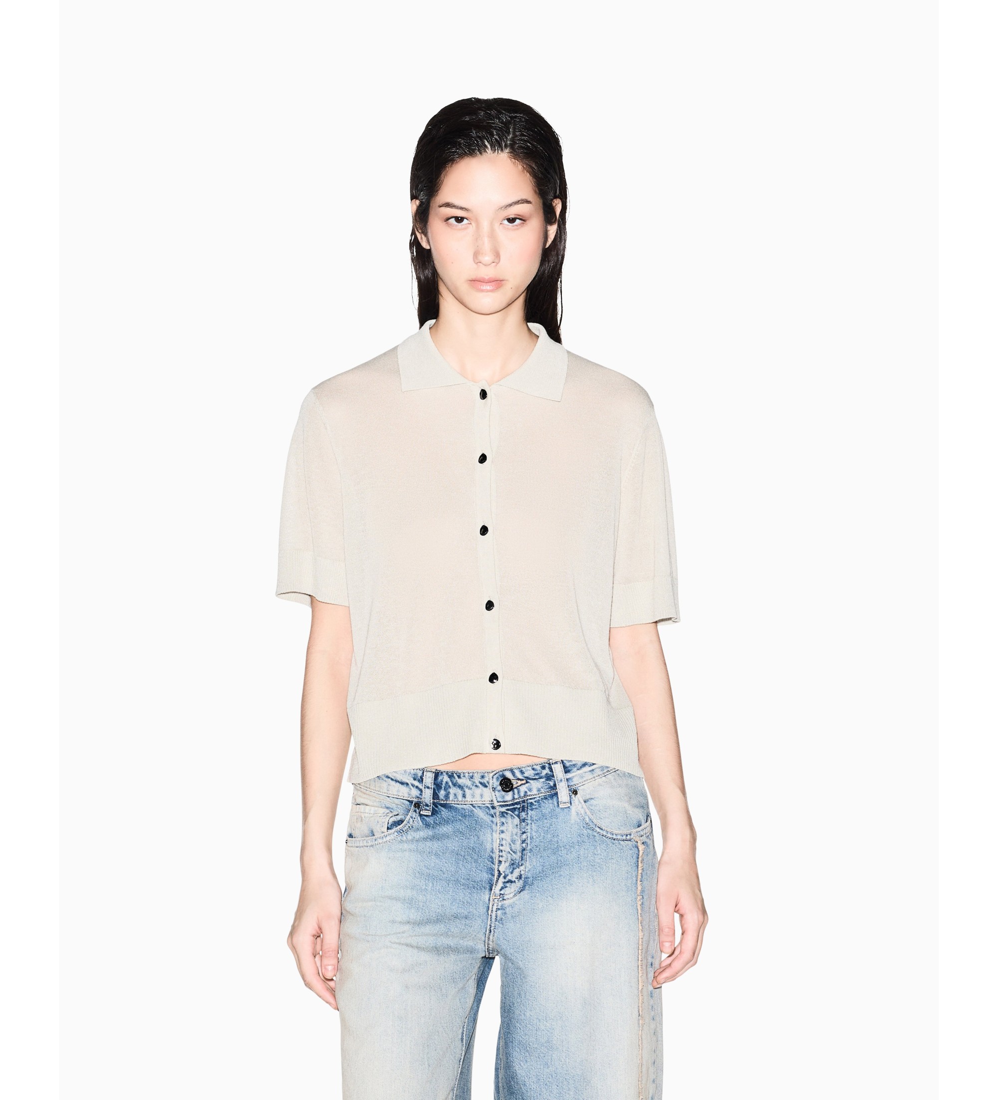 A|X Armani Exchange für Damen. XW001911AF21575U6275 Kurze Strickjacke beige (XS), Lässig, Viskose, Kurzarm