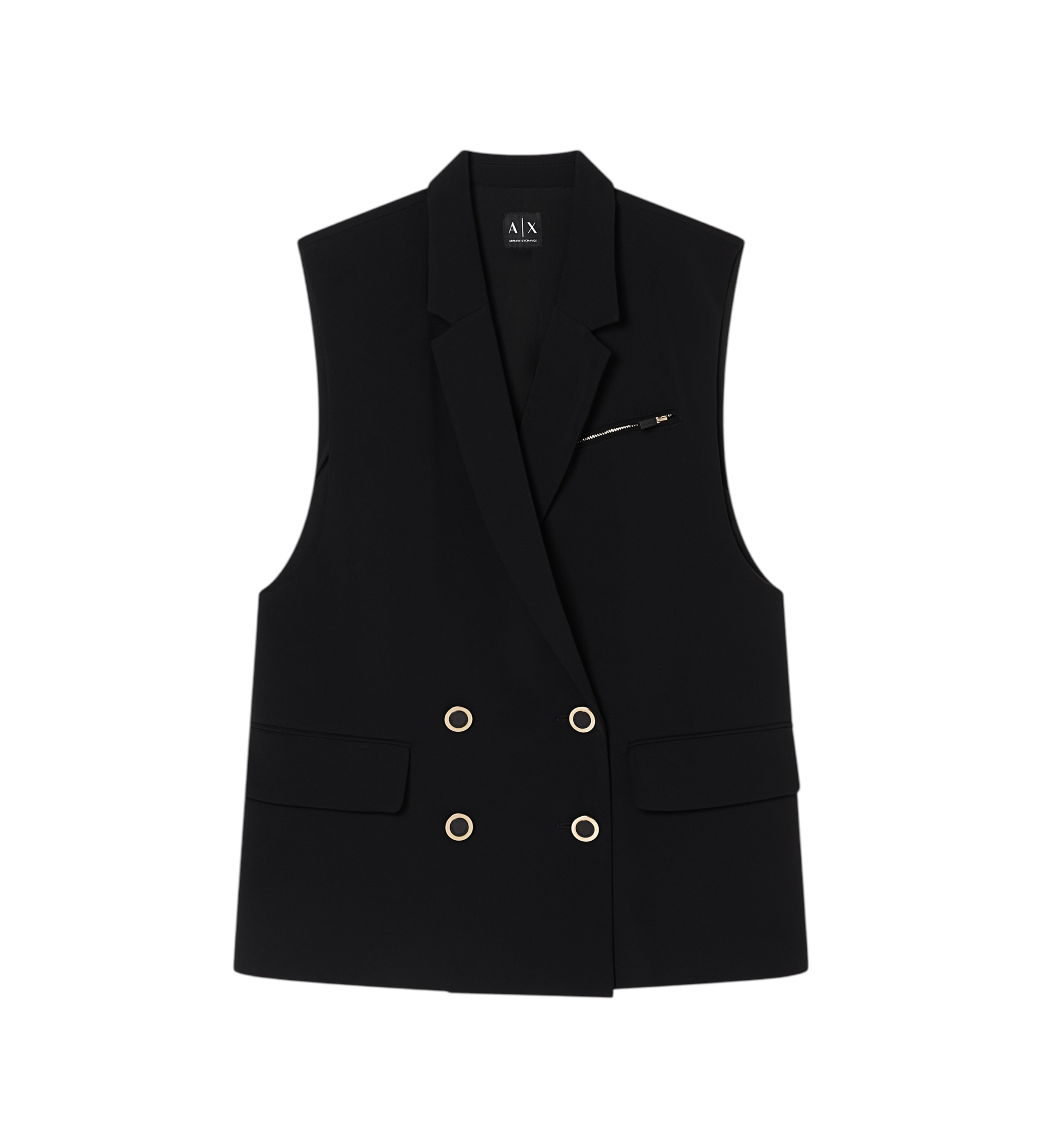 A|X Armani Exchange für Damen. XW001823AF16125UC001 Weste Weste schwarz (S), Lässig, Klassisch, Polyester, Ärmellos / Hosenträger