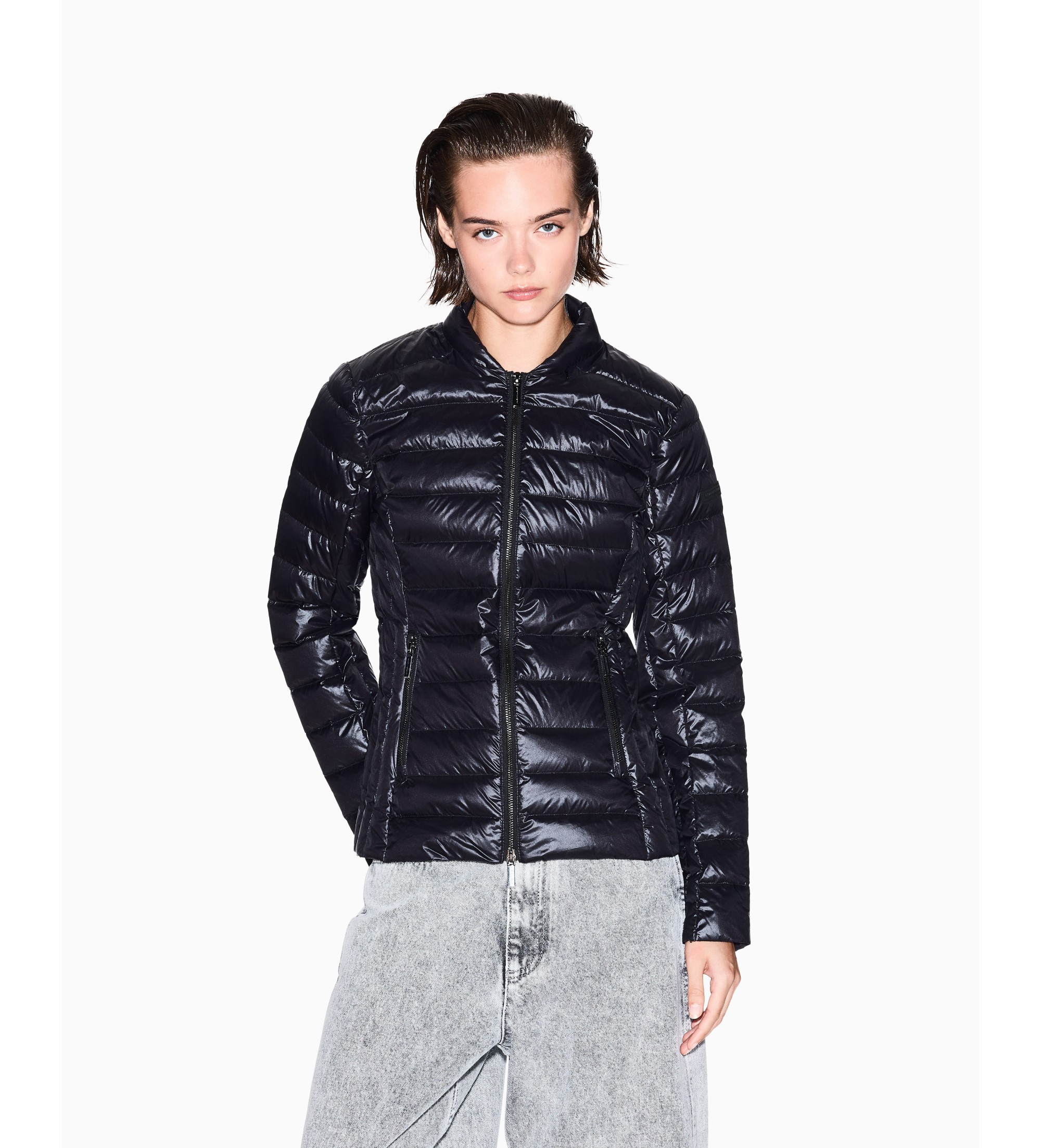 A|X Armani Exchange für Damen. XW001920AF18757UC001 Jacke Glänzend schwarz (S), Lässig, Polyamid