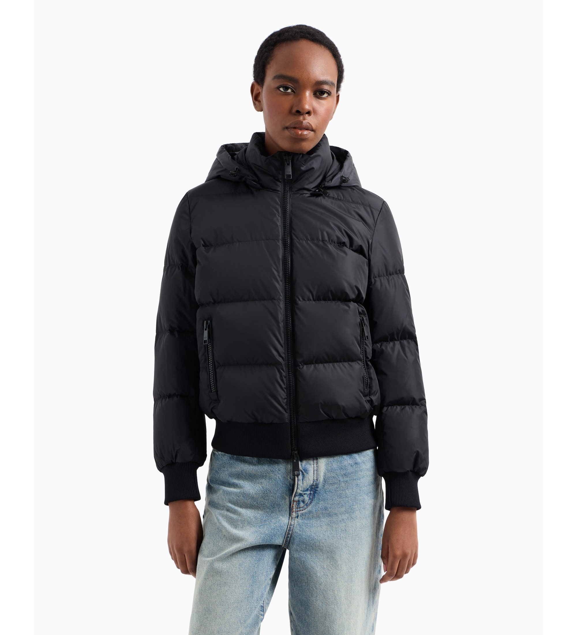 A|X Armani Exchange für Damen. XW000228AF12286UC001 Daunenmantel Schwarze Federn (M), Lässig, Polyamid