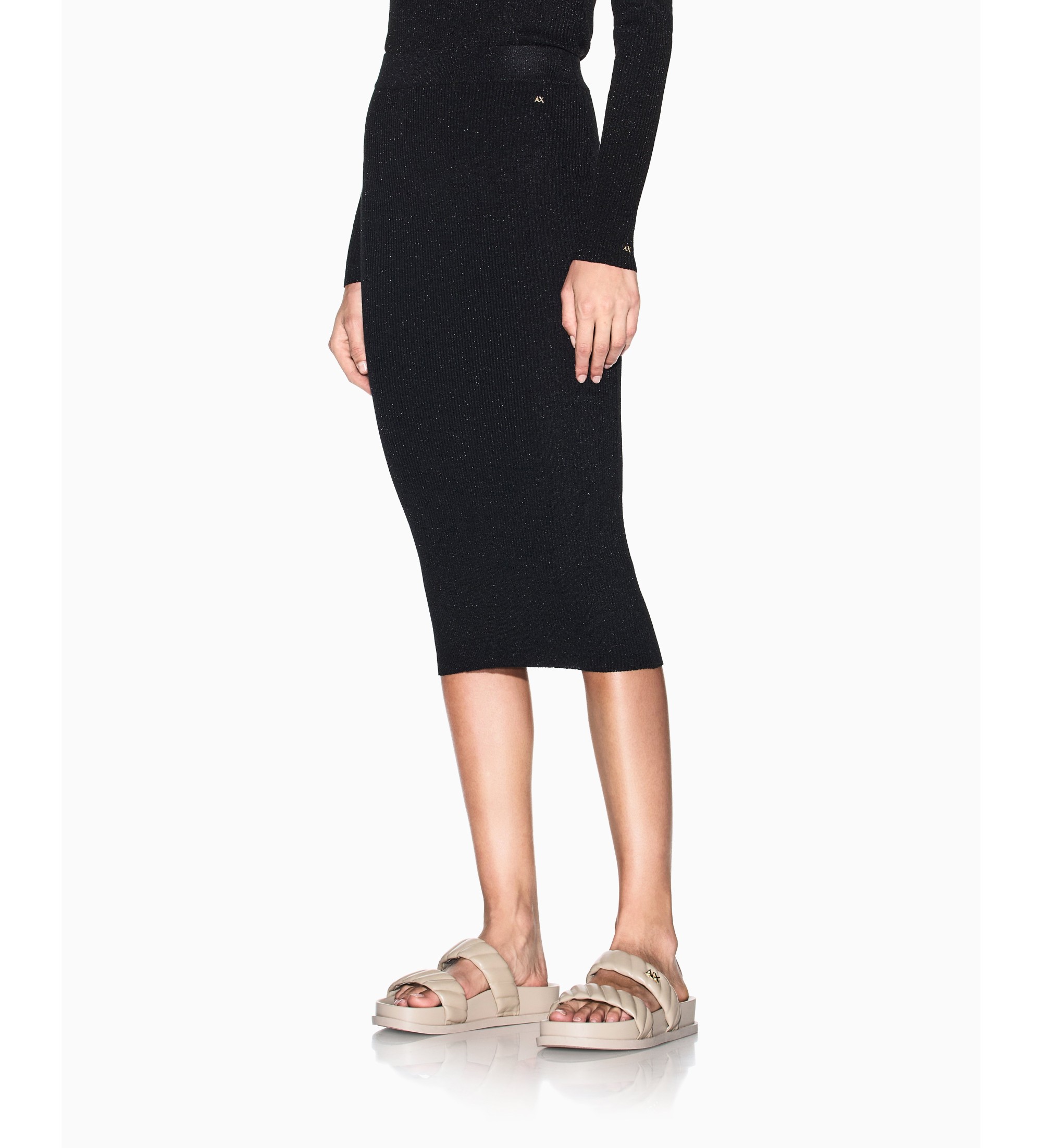 A|X Armani Exchange für Damen. XW001877AF11957MC005 Hochtaillierter Rock schwarz (S), Lässig, Klassisch, Viskose