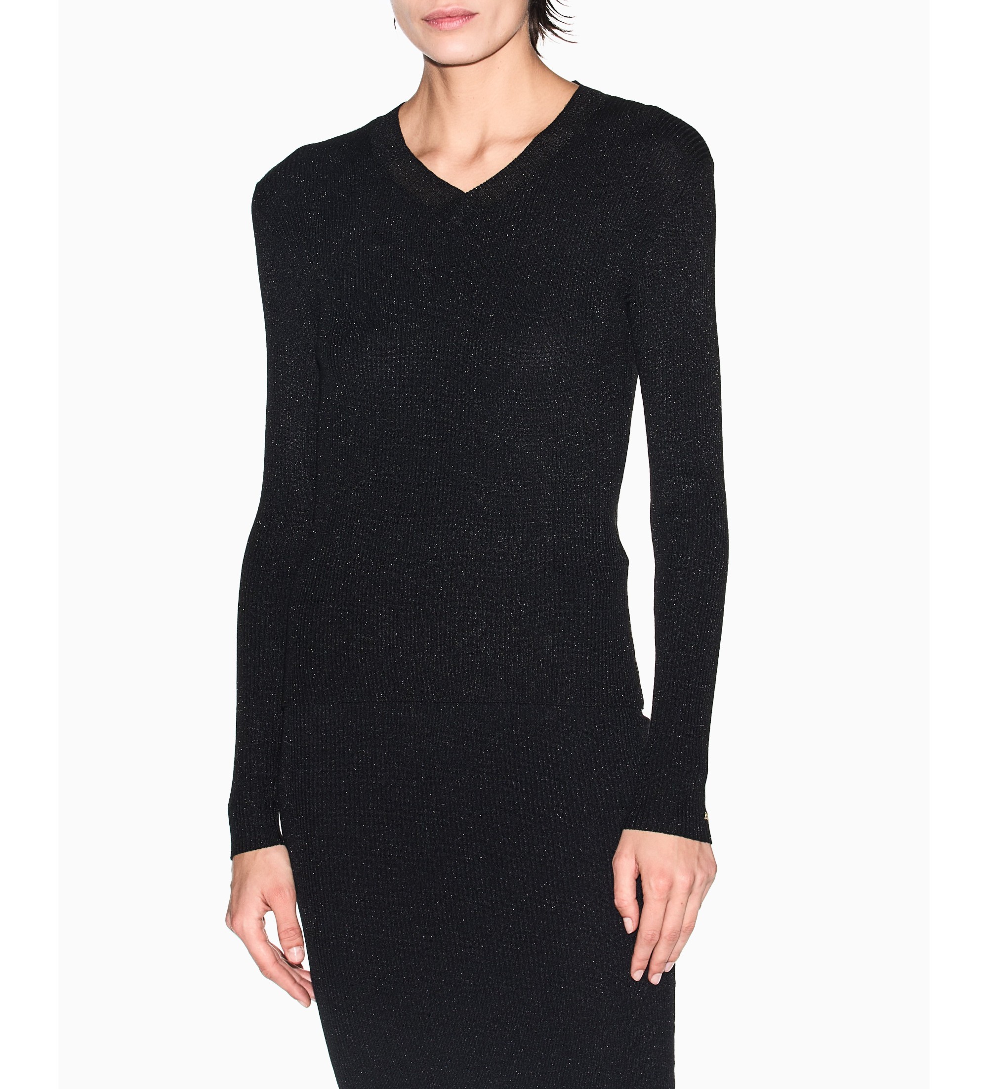 A|X Armani Exchange für Damen. XW001874AF11957MC005 Schlanker V-Pullover (L), Schwarz, Lässig, Klassisch, Viskose