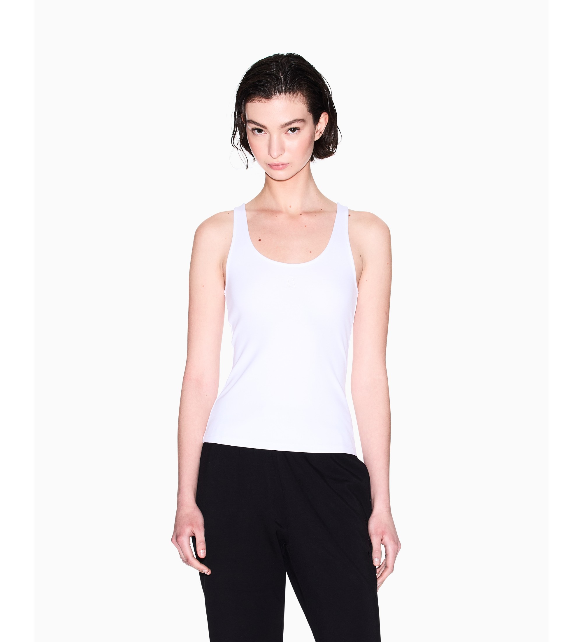 A|X Armani Exchange für Damen. XW000829AF13729U0002 Top Icon weiß (M), Lässig, Viskose, Ärmellos / Hosenträger