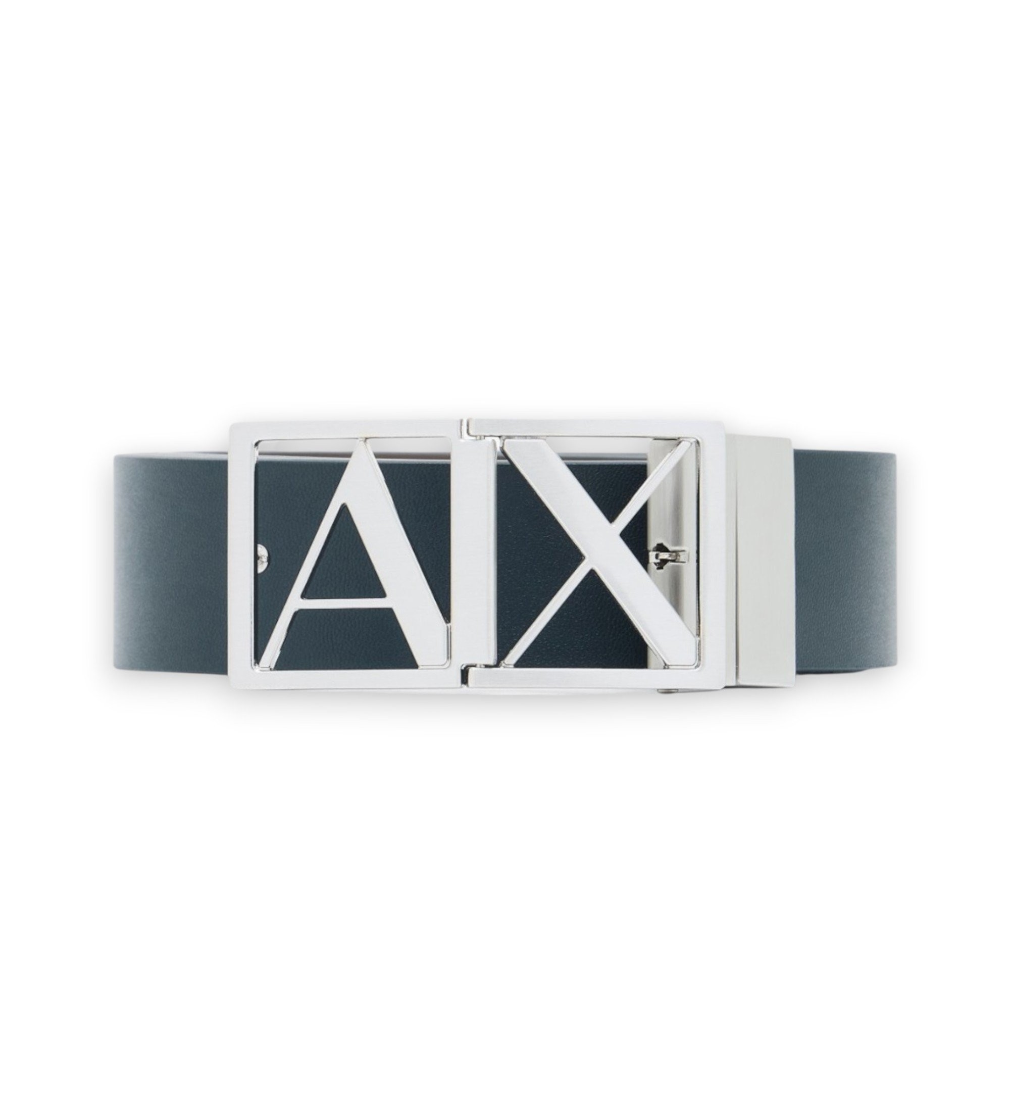 A|X Armani Exchange für Herren. XM002664AF22854MB349 Glatter Ledergürtel mit marinefarbener Logo-Schnalle (OSFA), Lässig