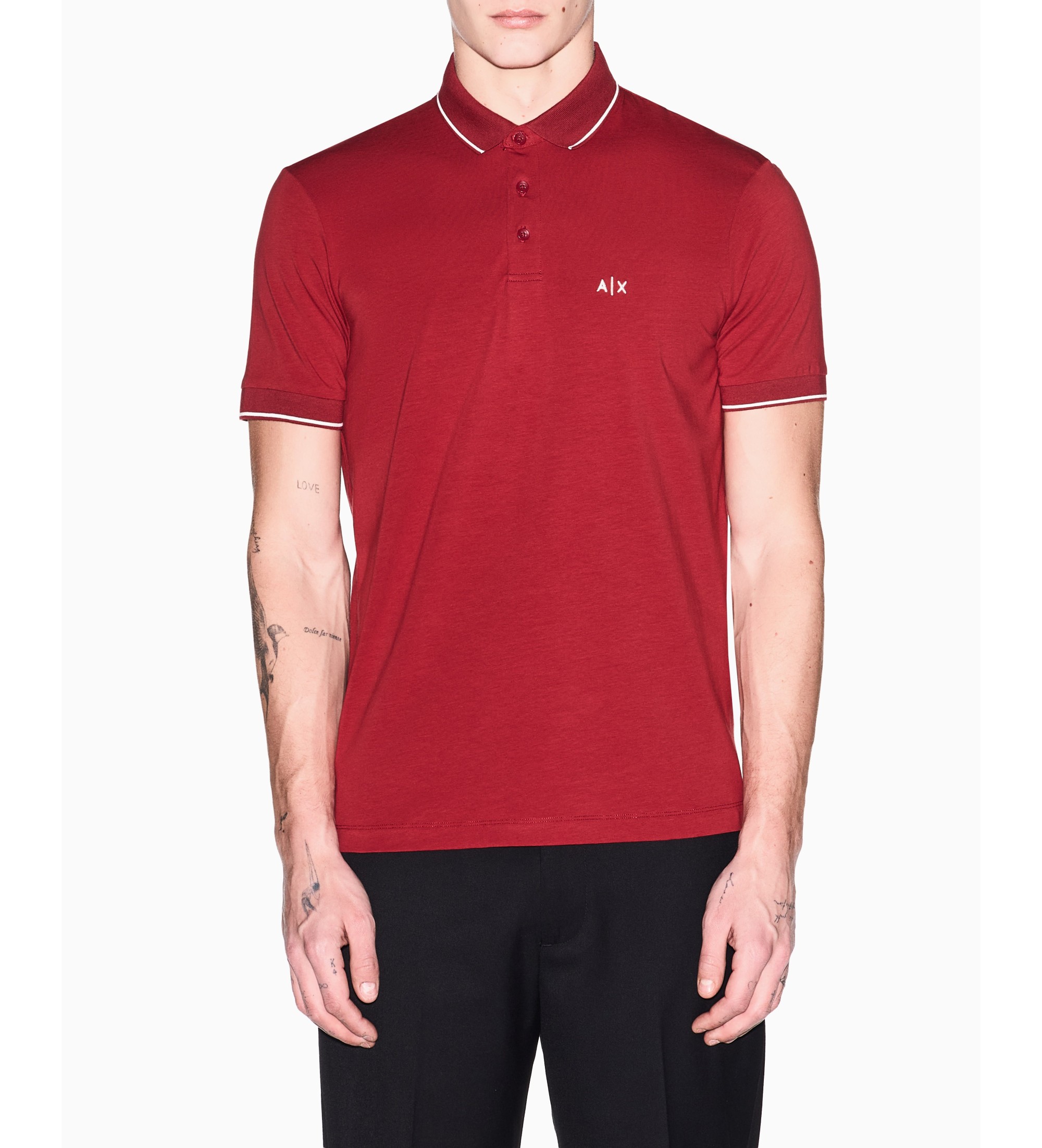 A|X Armani Exchange für Herren. XM001289AF10363U5101 Maßgeschneidertes Polo (XL), Rot, Lässig, Baumwolle, Kurzarm, Bordeaux