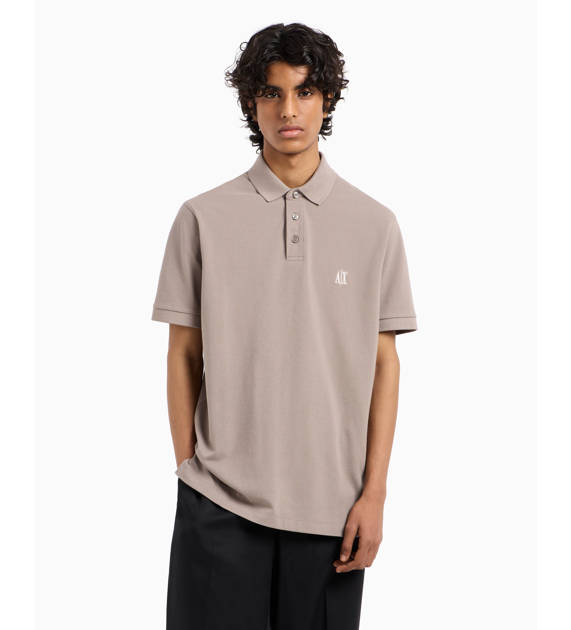 A|X Armani Exchange für Herren. XM000367AF13022U6107 Polo Logo beige (XS), Lässig, Baumwolle, Kurzarm