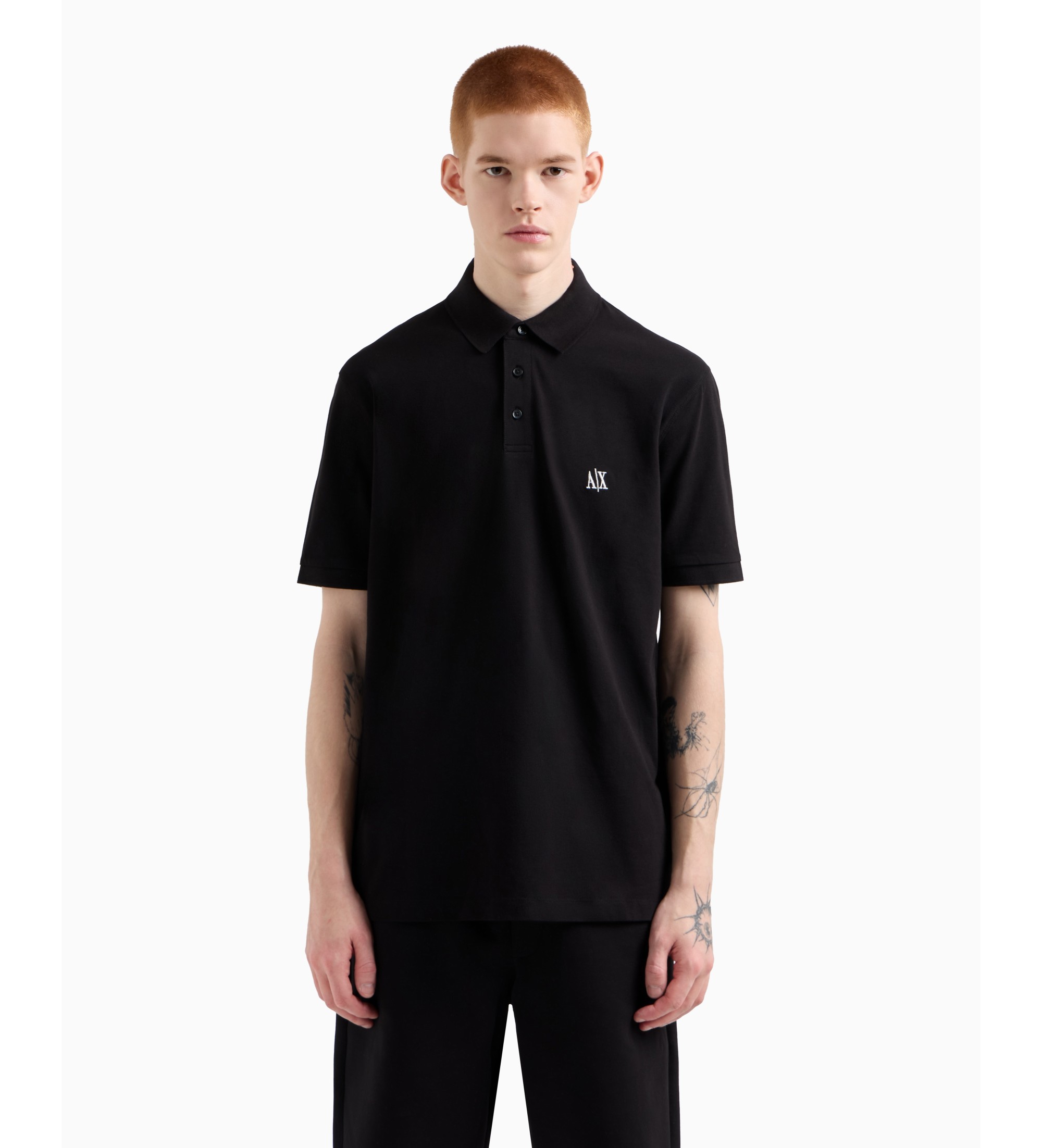A|X Armani Exchange für Herren. XM000367AF13022UC001 Polo Logo schwarz (XXL), Lässig, Baumwolle, Kurzarm