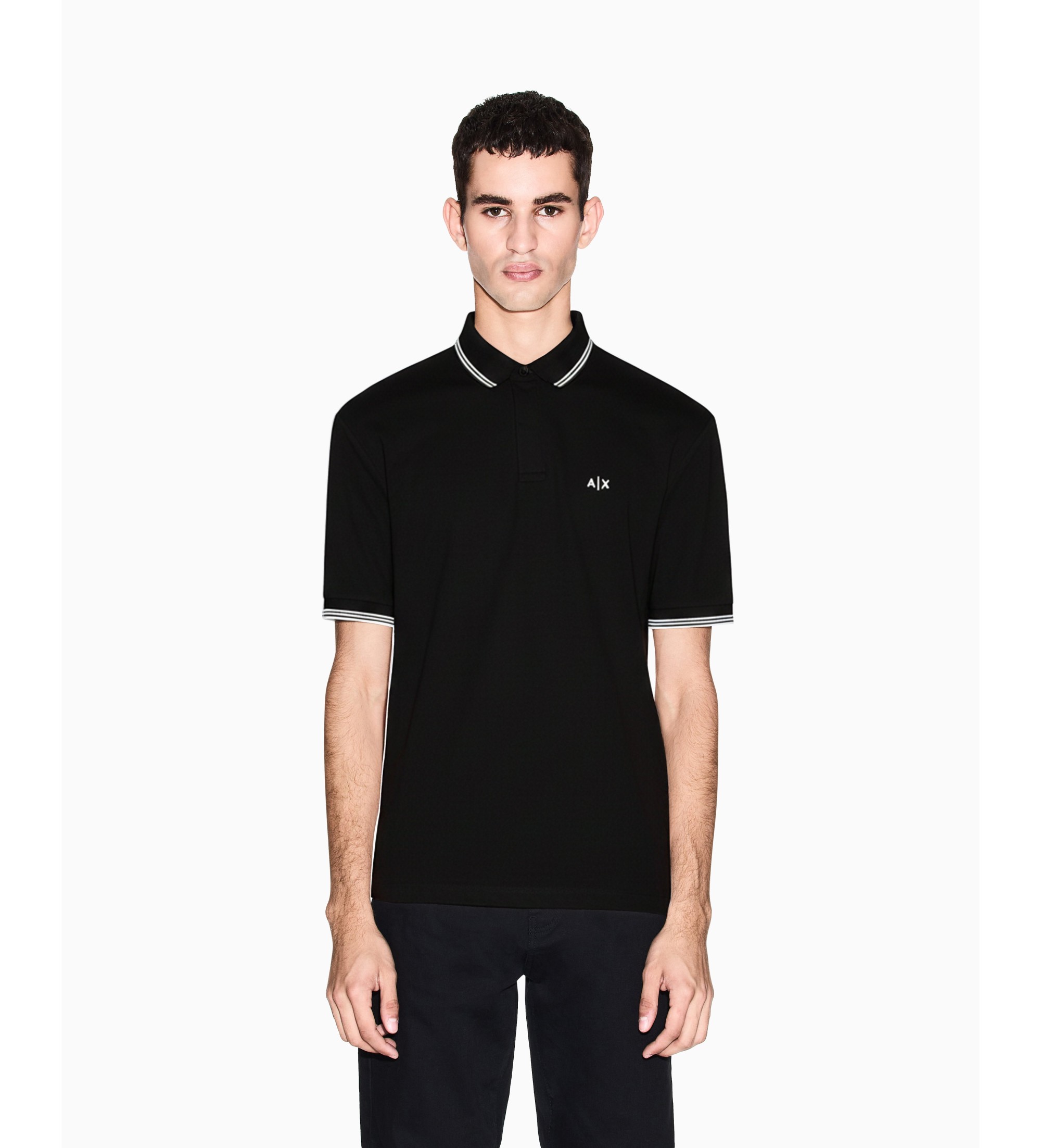A|X Armani Exchange für Herren. XM001287AF17321UC001 Basic Poloshirt schwarz (XL), Lässig, Baumwolle, Kurzarm