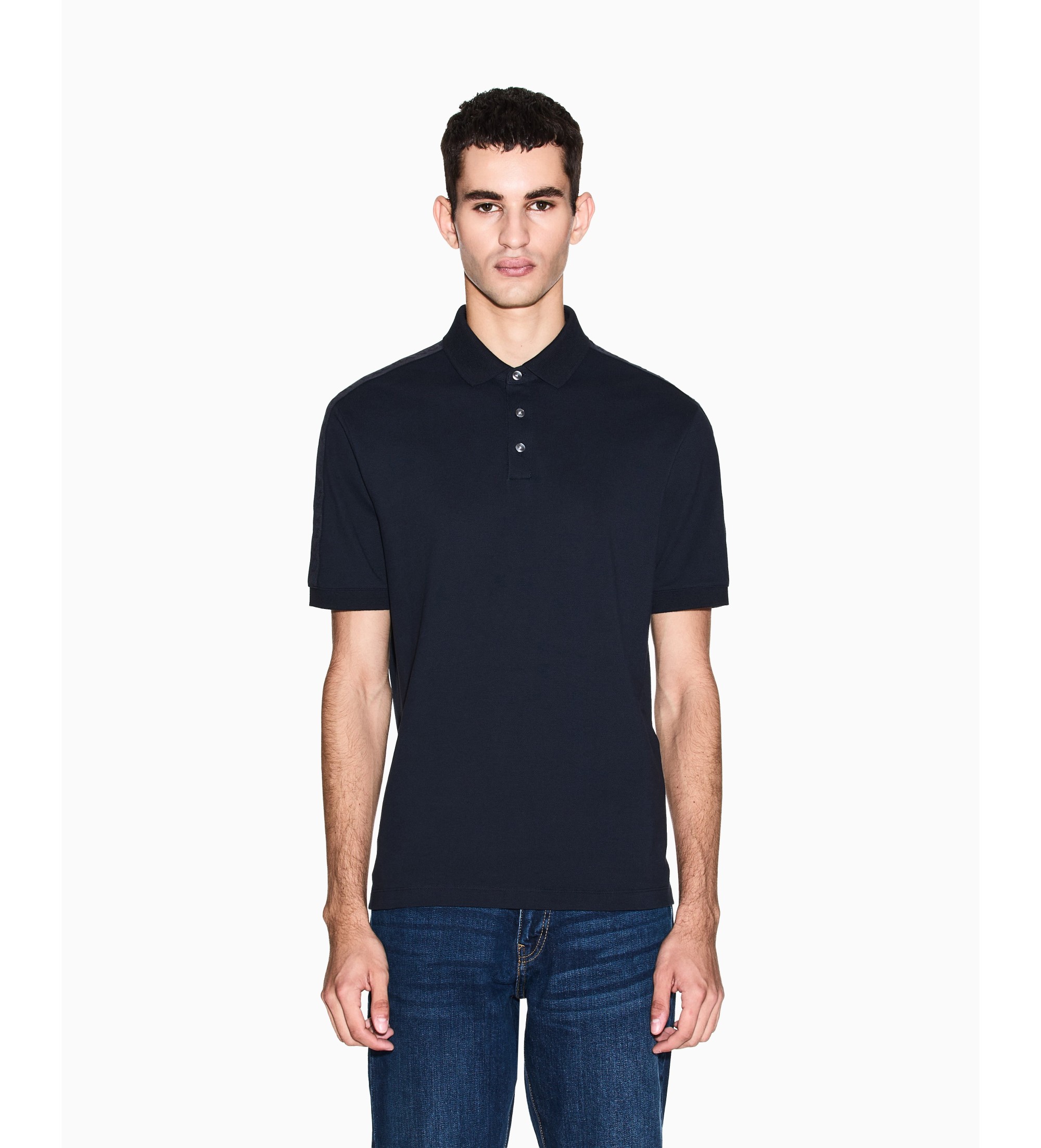 A|X Armani Exchange für Herren. XM001290AF10366UB101 Marineblaues Piqué-Poloshirt (M), Lässig, Baumwolle, Kurzarm
