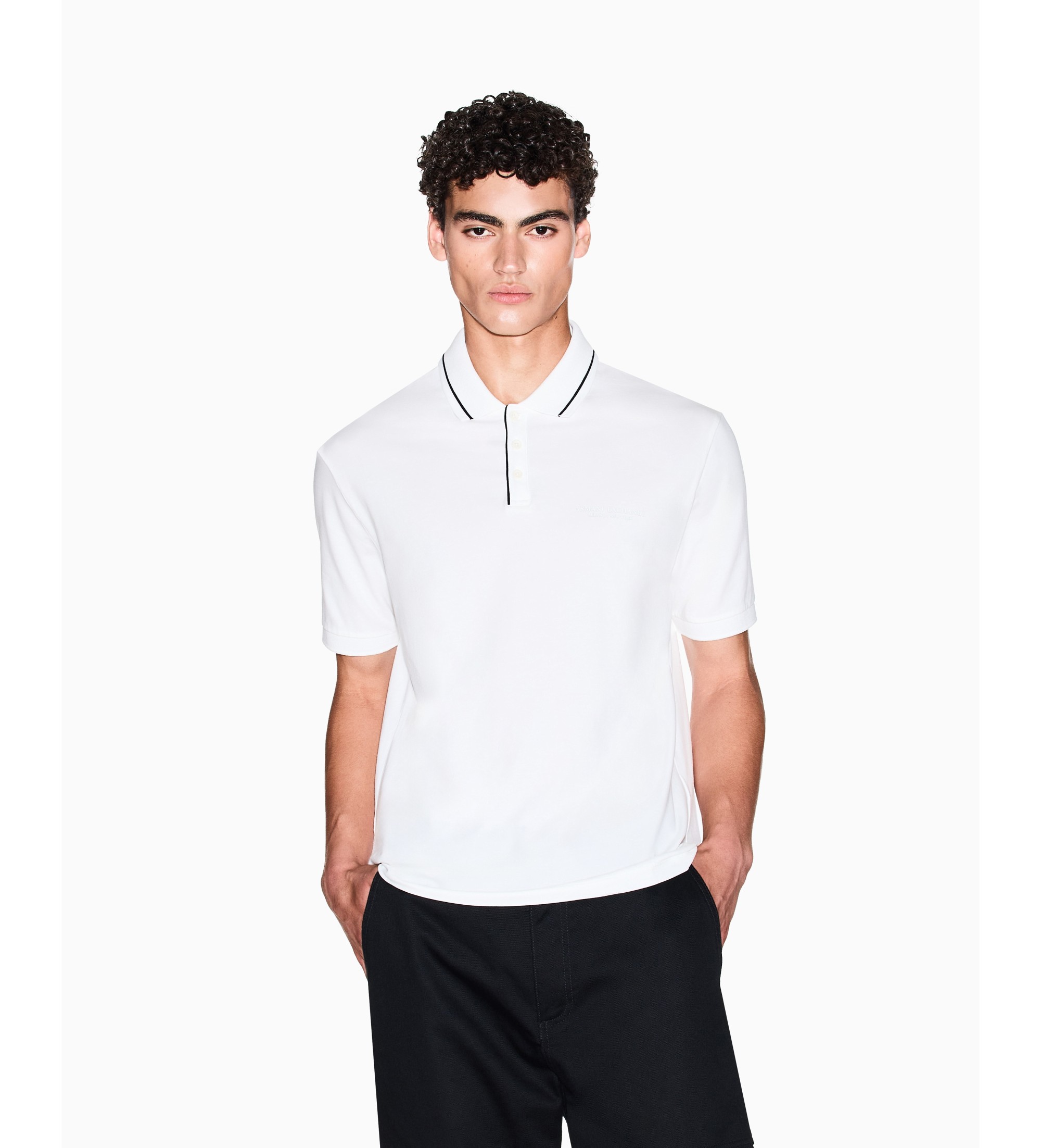 A|X Armani Exchange für Herren. XM001557AF10363U0009 Polo Elastisch weiß (M), Lässig, Baumwolle, Kurzarm