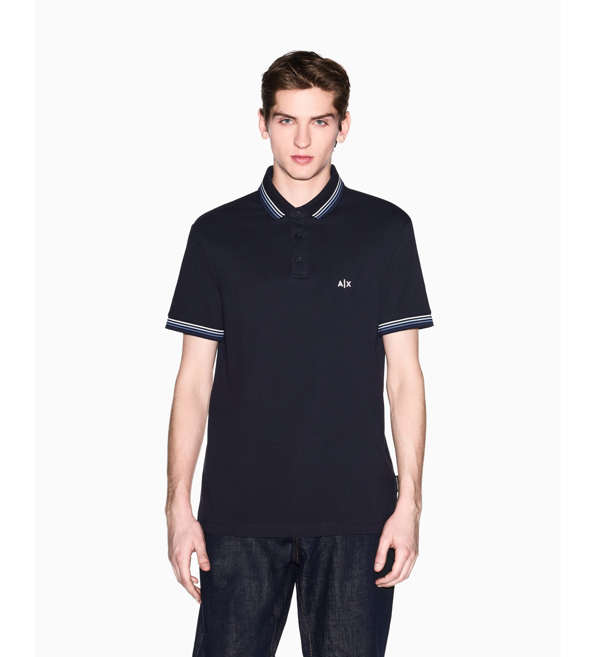 A|X Armani Exchange für Herren. XM002326AF13026UB101 Polo Classic Breathable marineblau (L), Lässig, Baumwolle, Kurzarm