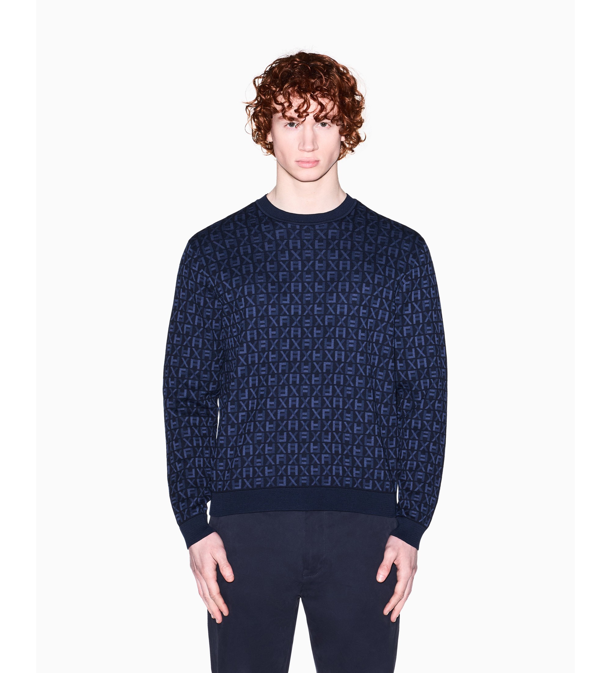 A|X Armani Exchange für Herren. XM002441AF22252FB424 Jersey Jacquard Marineblau (L), Lässig, Baumwolle