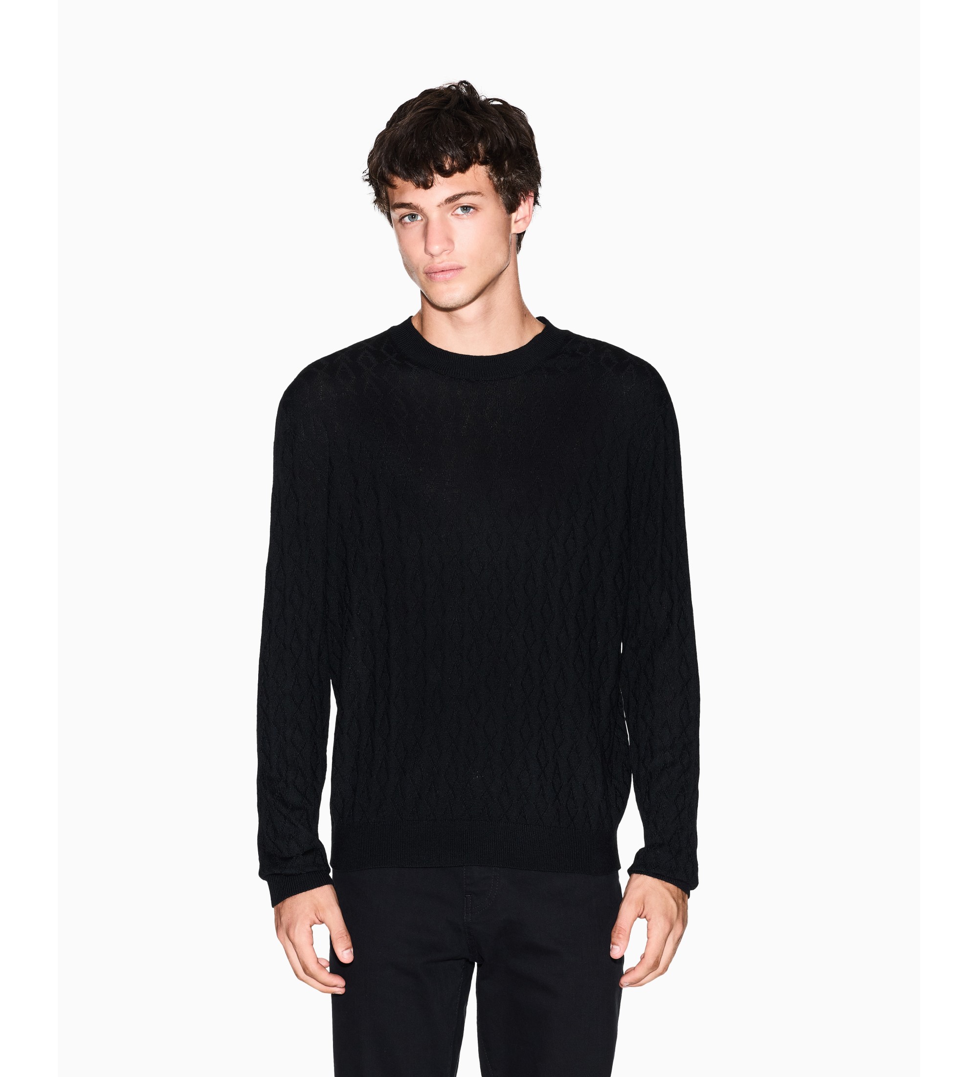 A|X Armani Exchange für Herren. XM000878AF11982UC001 Logo-Pullover schwarz (S), Lässig, Wolle