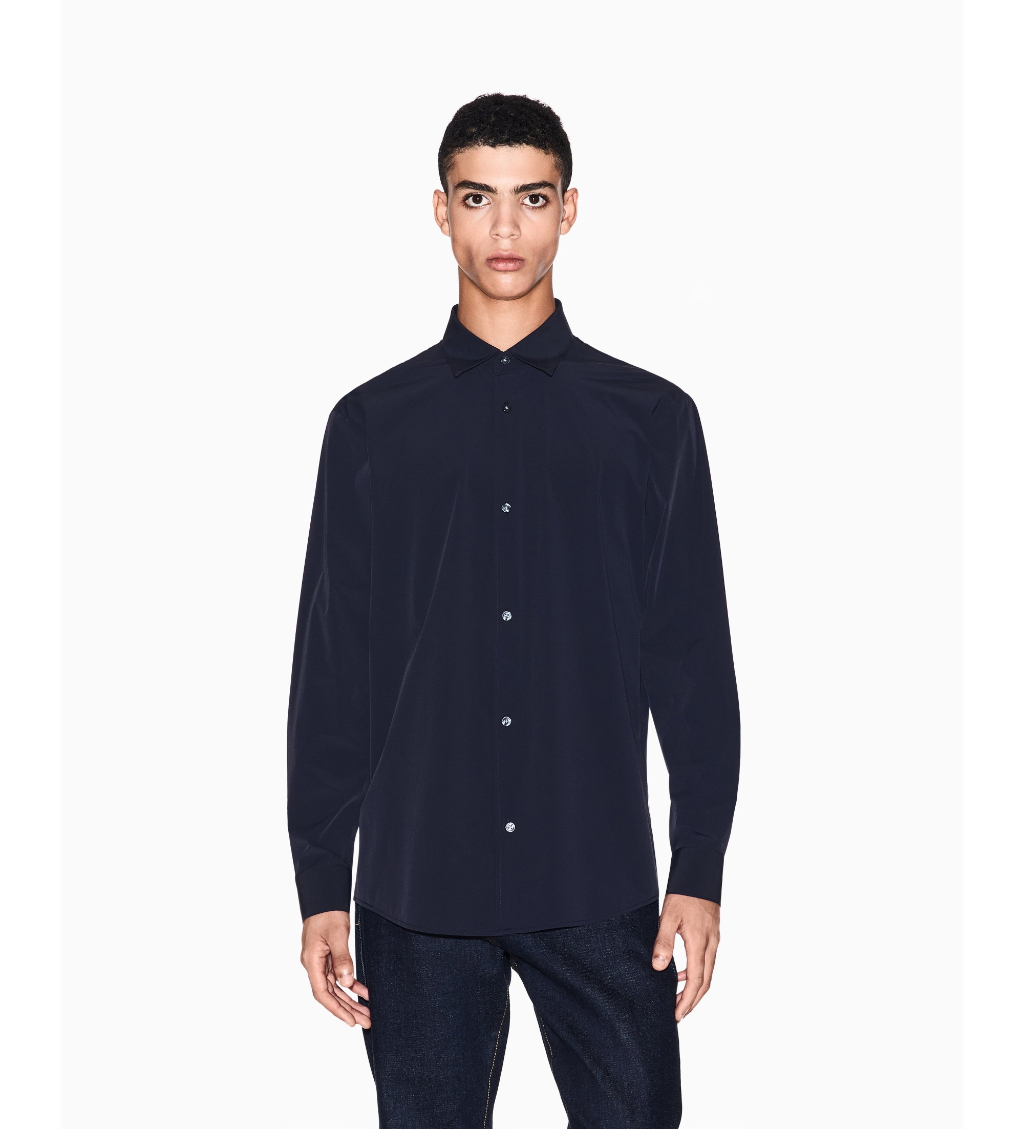 A|X Armani Exchange für Herren. XM001567AF19193UB101 Hemd Button marineblau (XS), Lässig, Polyamid, Langarm