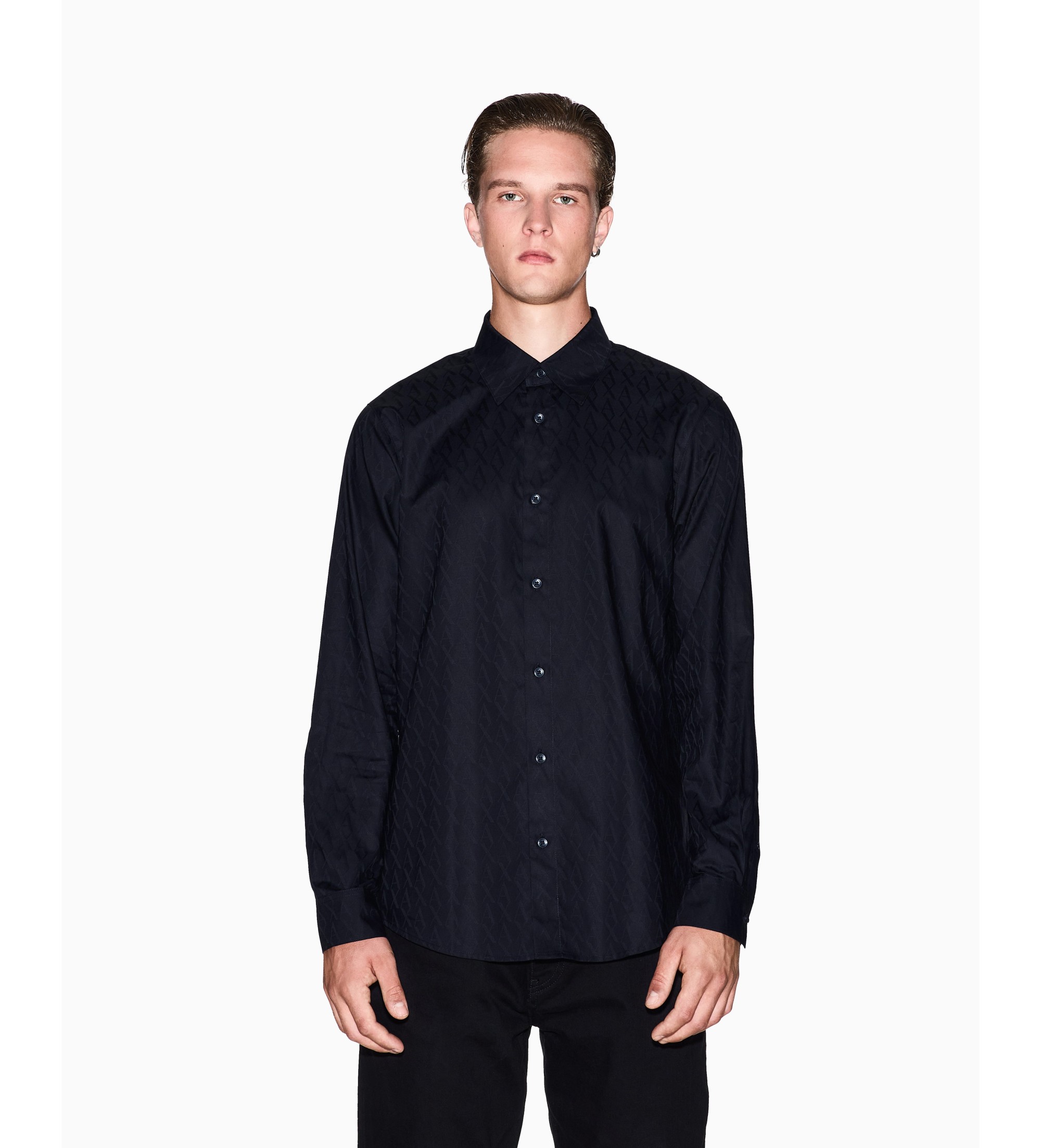 A|X Armani Exchange für Herren. XM001587AF16631UB101 Hemd Regular Fit navy (S), Lässig, Baumwolle, Klassisch, Langarm, Marine