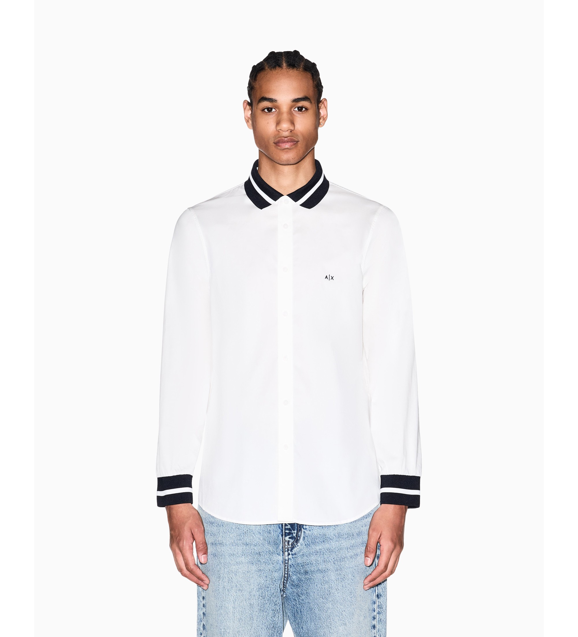 A|X Armani Exchange für Herren. XM002267AF22640U0009 Poloshirt Typ weiß (XS), Lässig, Baumwolle, Langarm