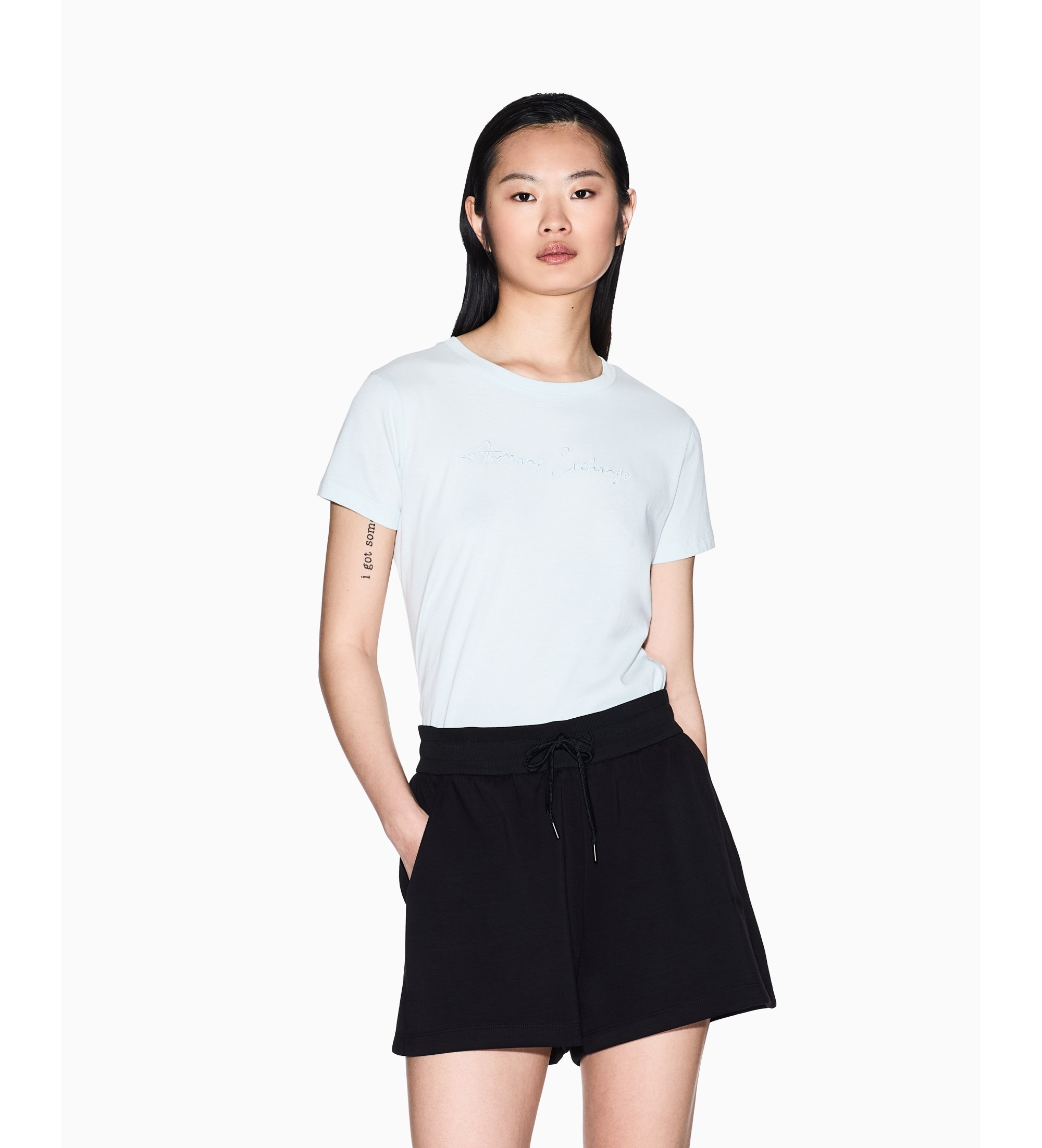 A|X Armani Exchange für Damen. XW000838AF13397UC001 Schwarze Basic-Shorts (S), Lässig, Viskose