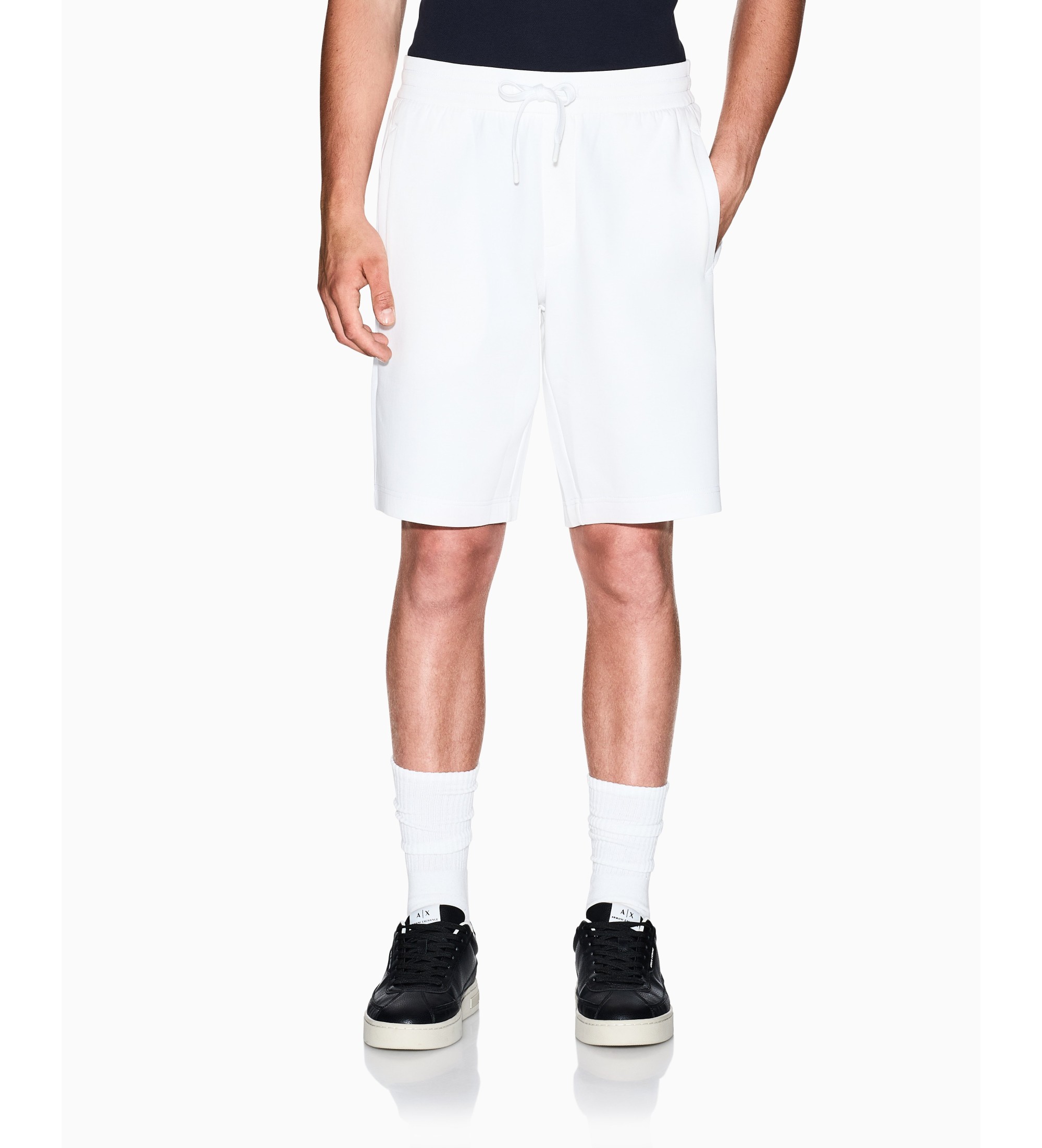 A|X Armani Exchange für Herren. XM000372AF10818U0009 Gebondete Bermudashorts weiß (L), Lässig, Baumwolle