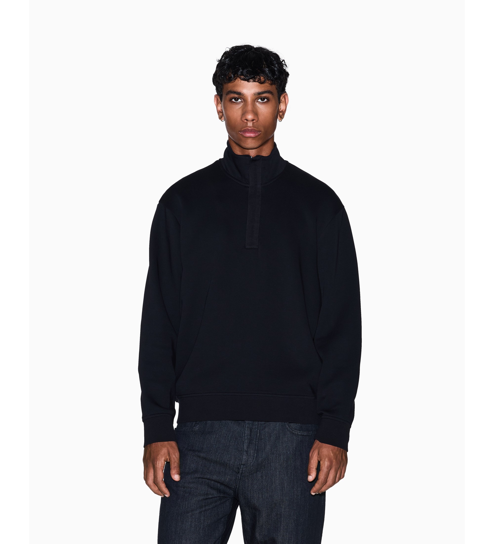 A|X Armani Exchange für Herren. XM001295AF10818UC001 Schwarzes Sweatshirt mit Reißverschluss (M), Lässig, Baumwolle