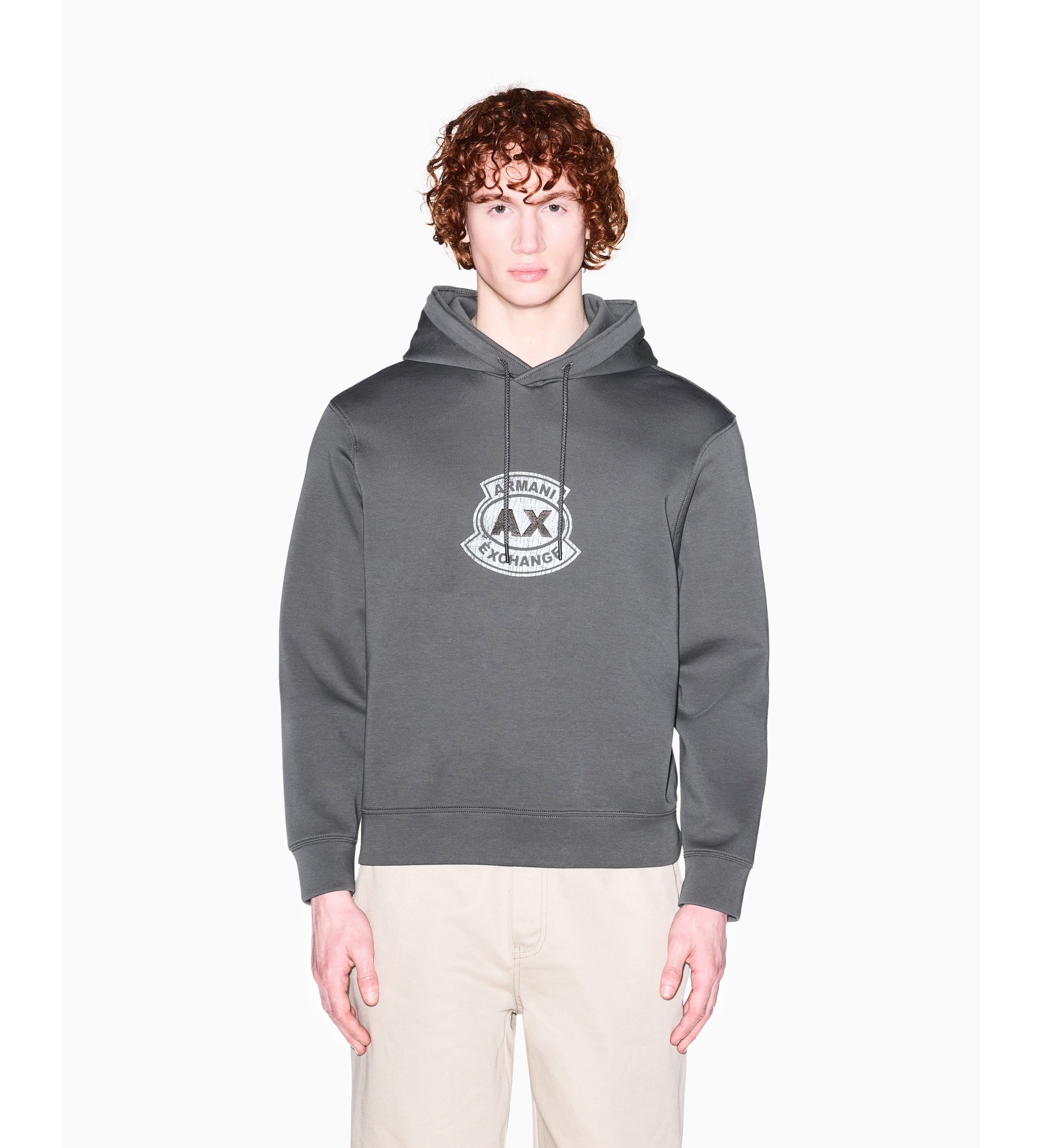 A|X Armani Exchange für Herren. XM002332AF10818U8144 Grauer Kapuzenpullover (L), Lässig, Baumwolle