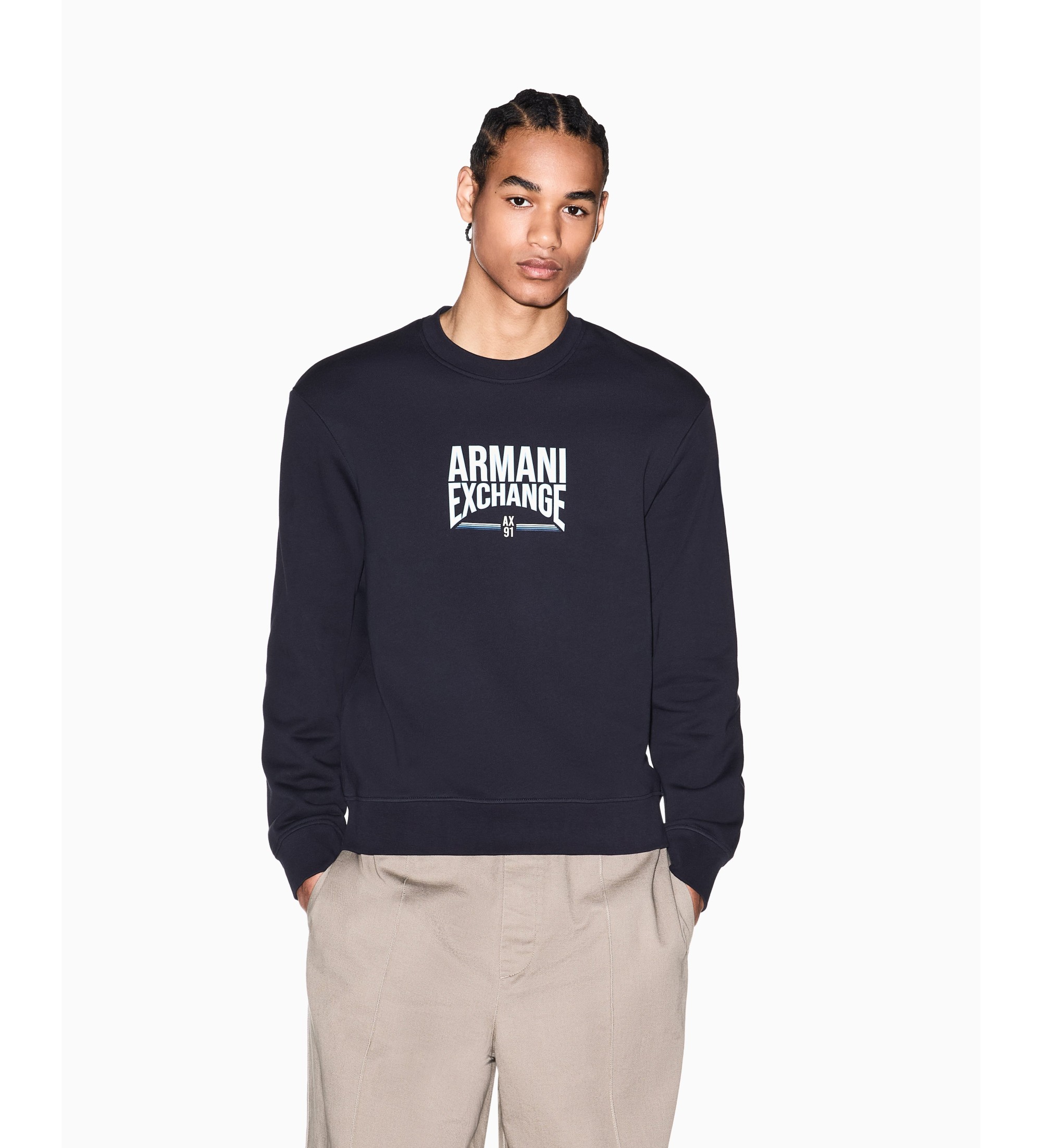 A|X Armani Exchange für Herren. XM002446AF22124UB101 Diagonal Fleece Sweatshirt marineblau (M), Lässig, Baumwolle