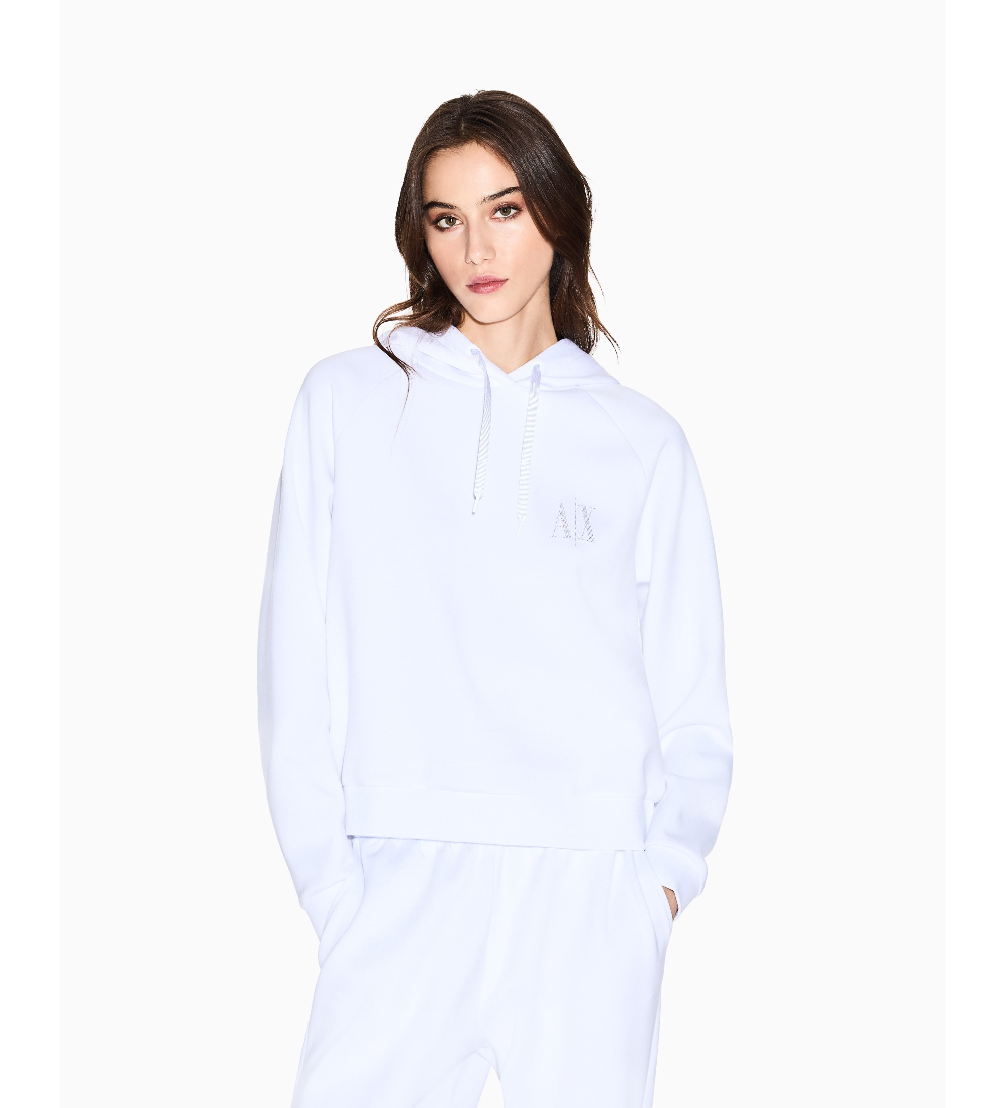 A|X Armani Exchange für Damen. XW000827AF13397U0002 Sweatshirt Sweatshirt weiß (XL), Lässig, Viskose