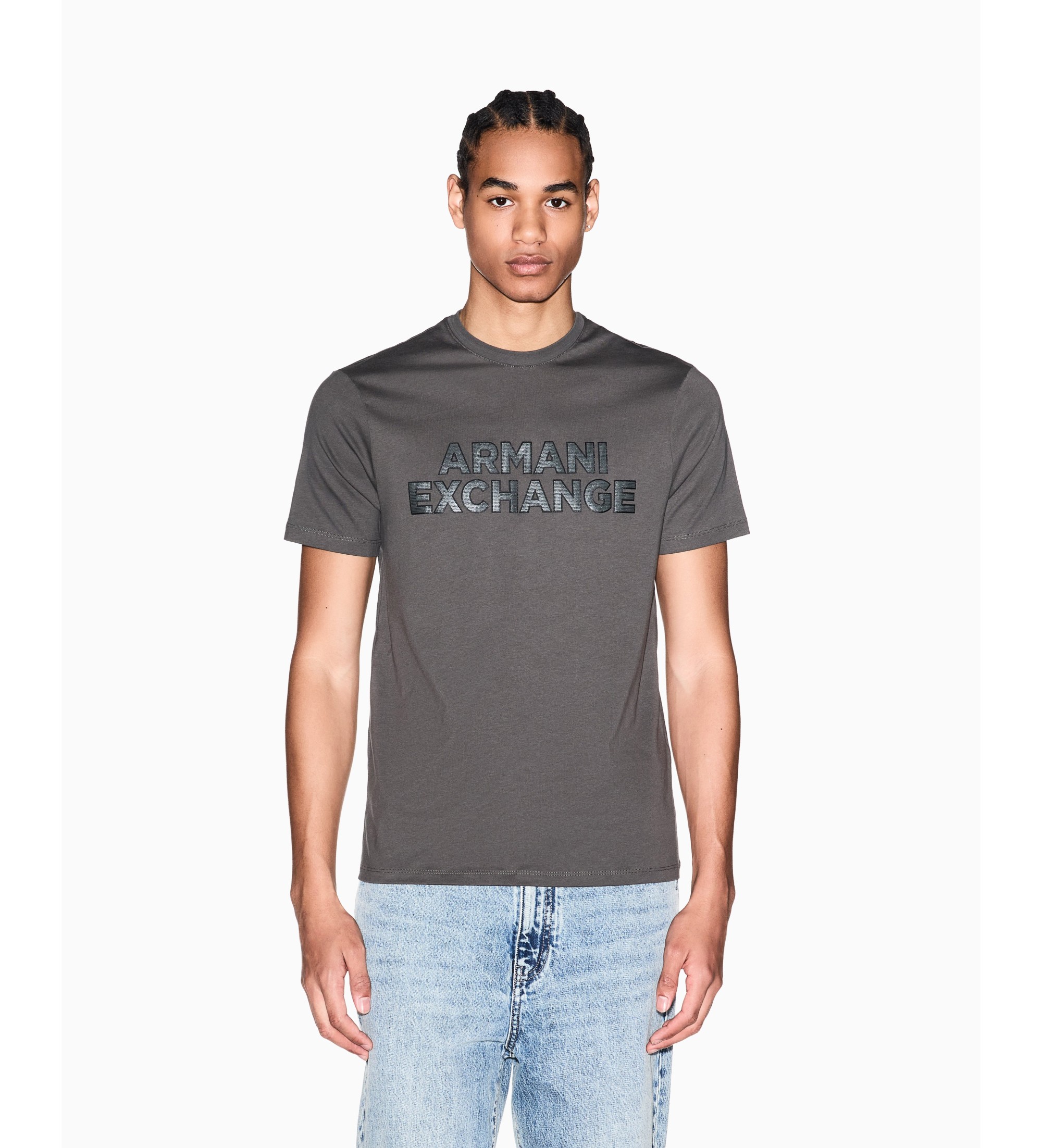 A|X Armani Exchange für Herren. XM002413AF10361U8144 T-shirt Slim Macro grau (S), Lässig, Baumwolle, Kurzarm