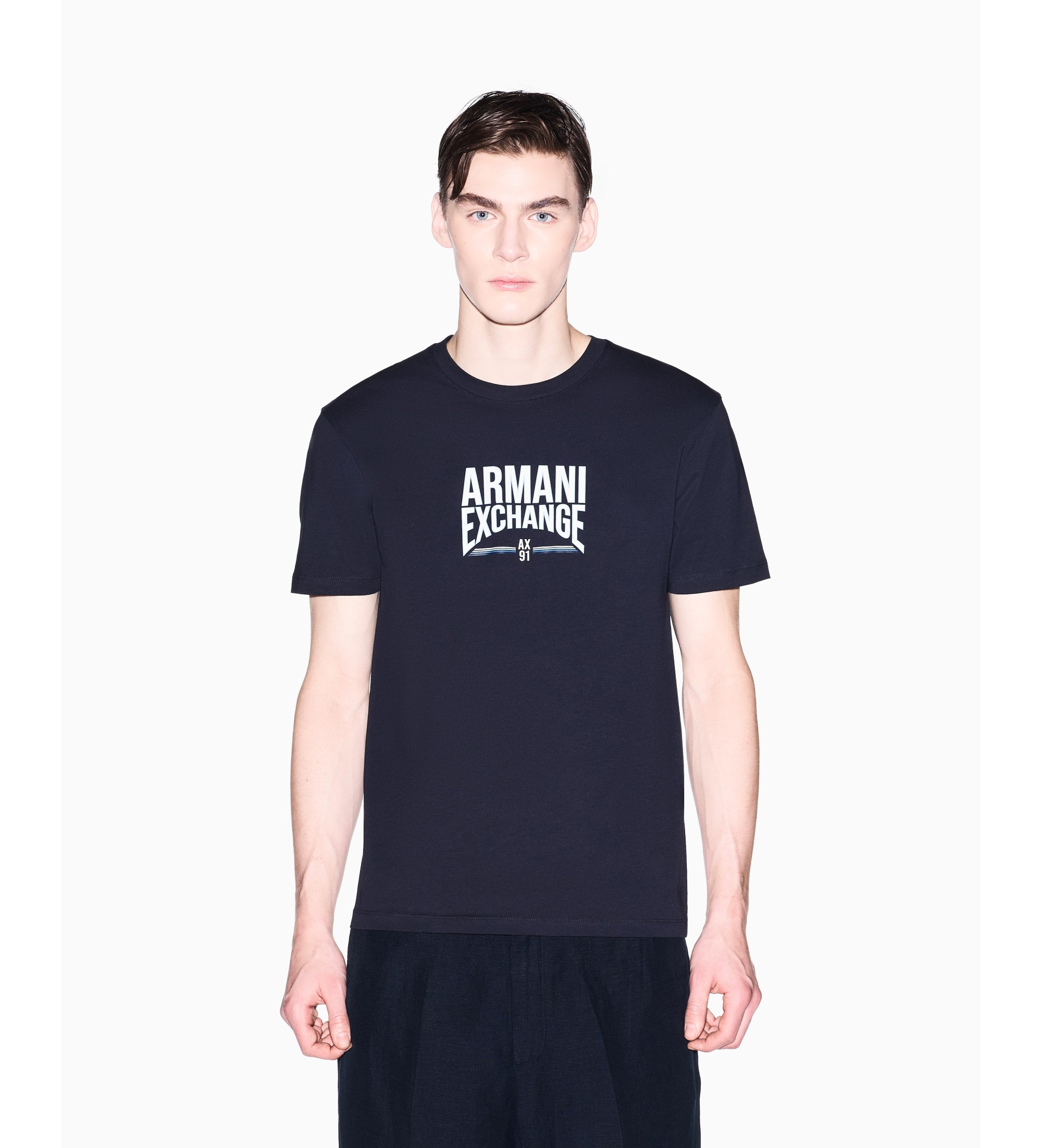 A|X Armani Exchange für Herren. XM002452AF10334UB101 Basic Slim Fit T-Shirt marineblau (L), Lässig, Baumwolle, Kurzarm