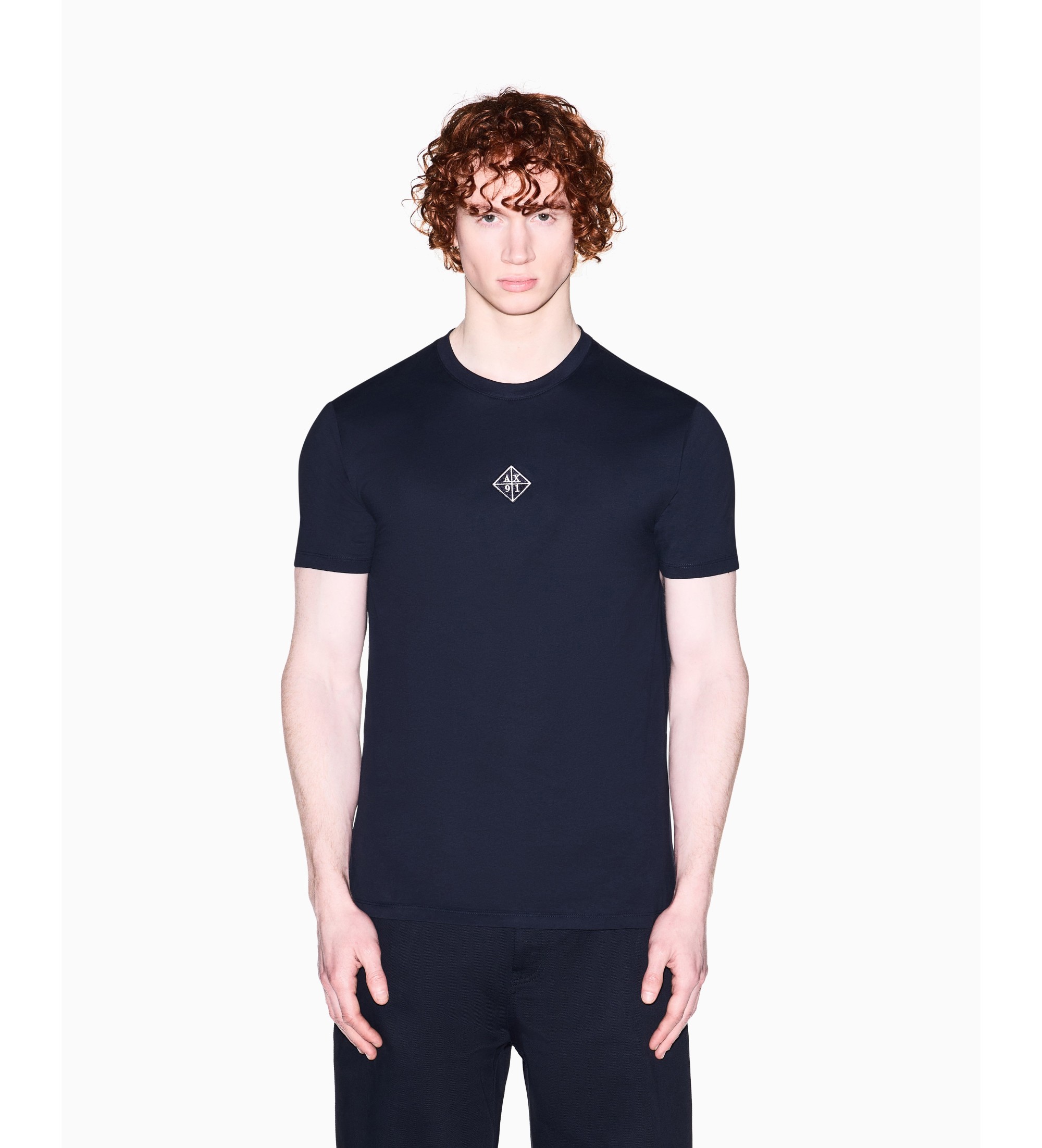 A|X Armani Exchange für Herren. XM002454AF10358UB101 Design-T-Shirt navy (L), Lässig, Baumwolle, Kurzarm, Marine