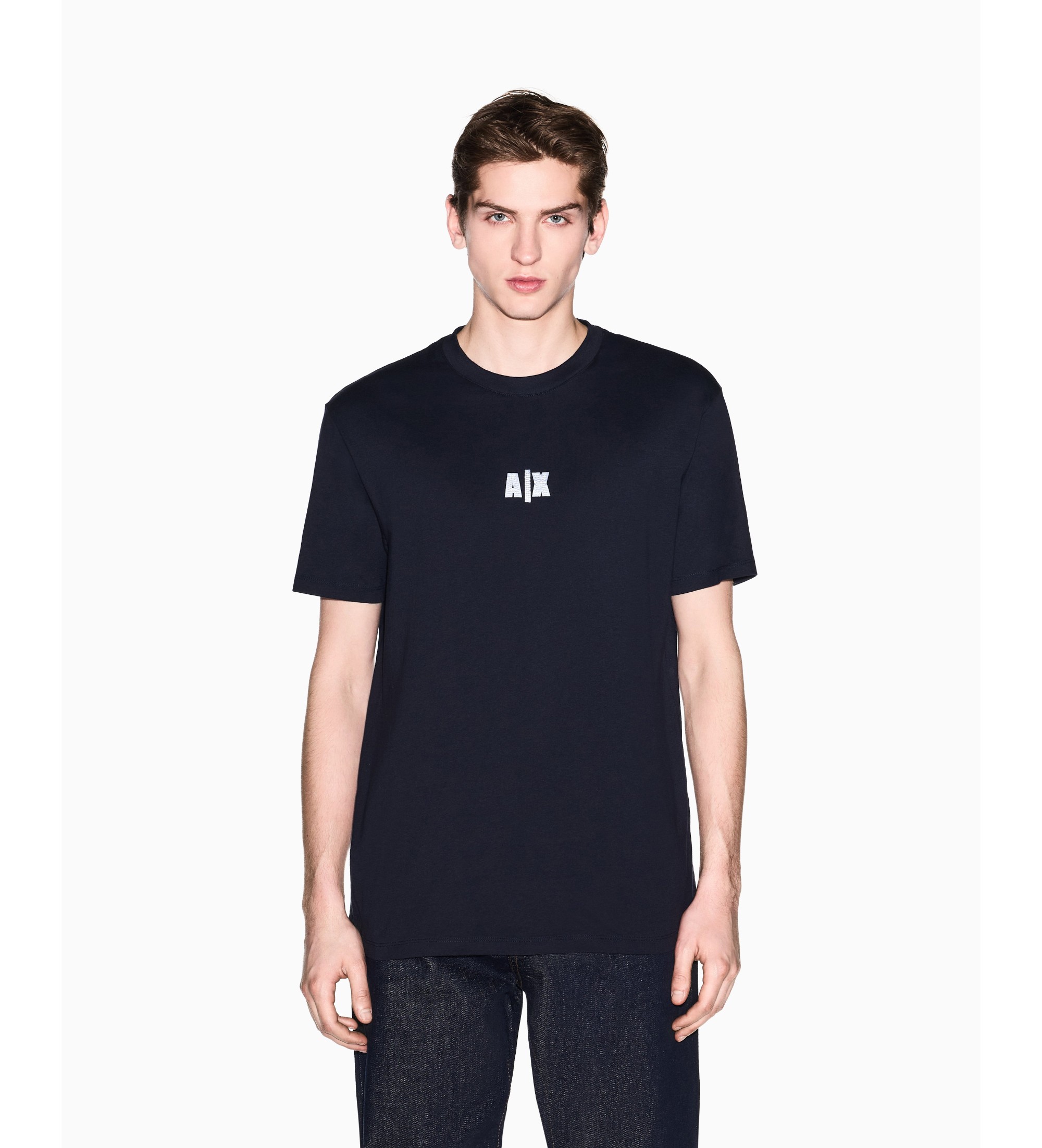 A|X Armani Exchange für Herren. XM002509AF10358UB101 Camiseta Regular Fit AX marineblau (L), Lässig, Baumwolle, Kurzarm