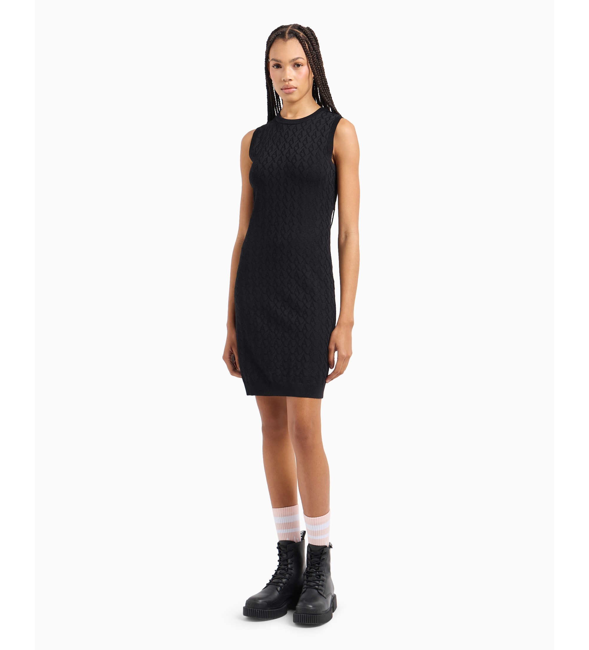 A|X Armani Exchange für Damen. 8NYA9AYMH6Z1200 Schwarzes Strickkleid (M), Lässig, Viskose, Ärmellos / Hosenträger
