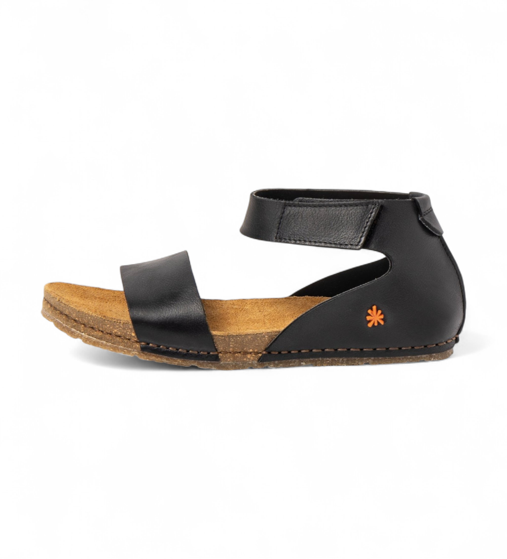 Art für Damen. 103823010003_001 Ledersandalen 0382 Kreta schwarz (42), Wohnung, Klettverschluss, Lässig