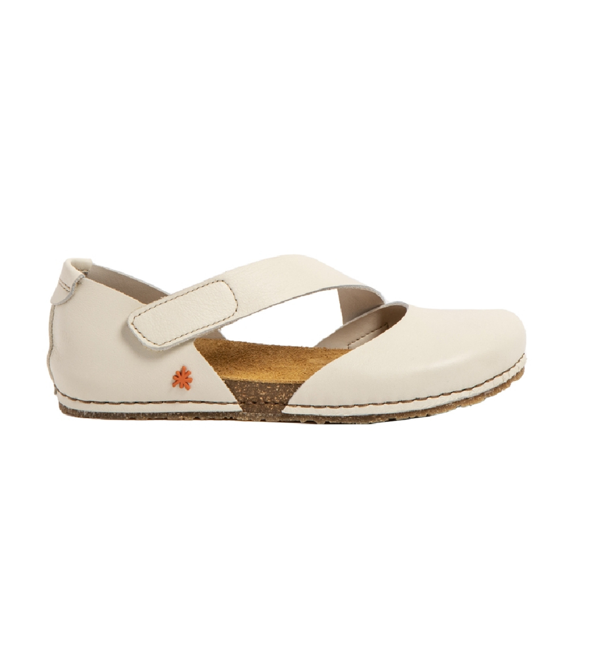 Art für Damen. 103842ZZ0003_020 Ledersandalen 0384 Creta off-white off-white (42), Weiß, Wohnung, Klettverschluss, Lässig