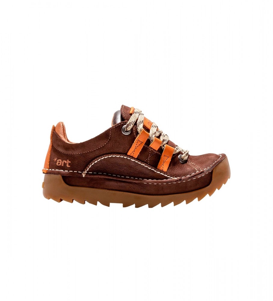 Art Unisex. 105901112303_012 Leder Turnschuhe 0590 Skyline braun (40), 1 bis 3 cm, Schnürsenkel, Lässig