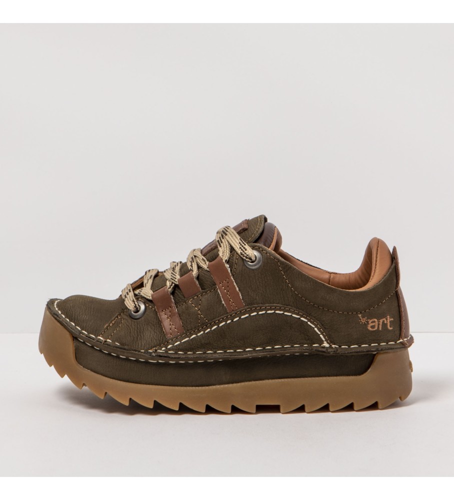 Art Unisex. 1059011FE303_0G3 Lederschuhe 0590 Angenehmer Wald (43), Wohnung, 1 bis 3 cm, Schnürsenkel, Lässig, Grün