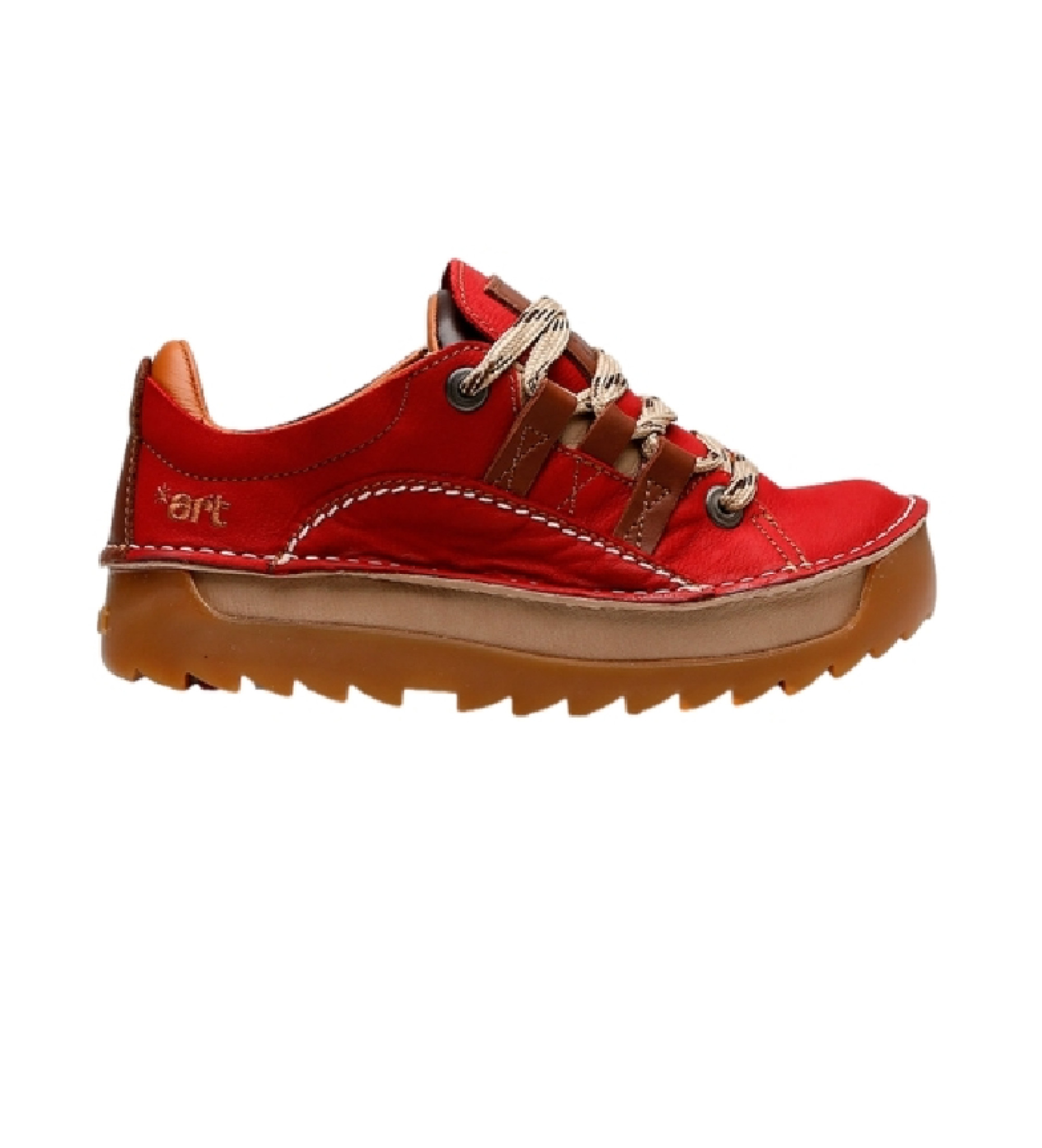 Art Unisex. 105901181303_008 Leder Turnschuhe 0590 Skyline rot (37), 1 bis 3 cm, Schnürsenkel, Lässig