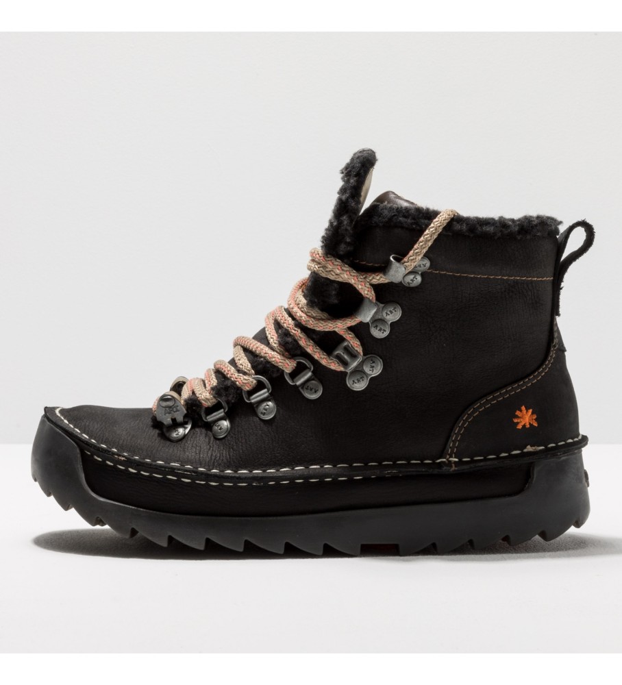 Art Unisex. 106151101003_001 Lederstiefelette 0615 Pleasant Schwarz/ Skyline (41), Wohnung, 1 bis 3 cm, Schnürsenkel, Lässig