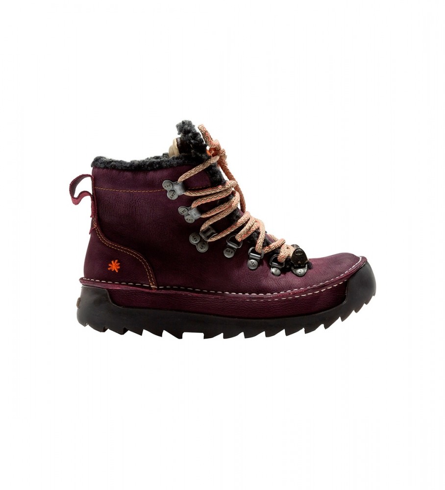 Art für Damen. 1061511MO003_091 Lederstiefeletten 0615 Skyline flieder (39), 1 bis 3 cm, Schnürsenkel, Lässig