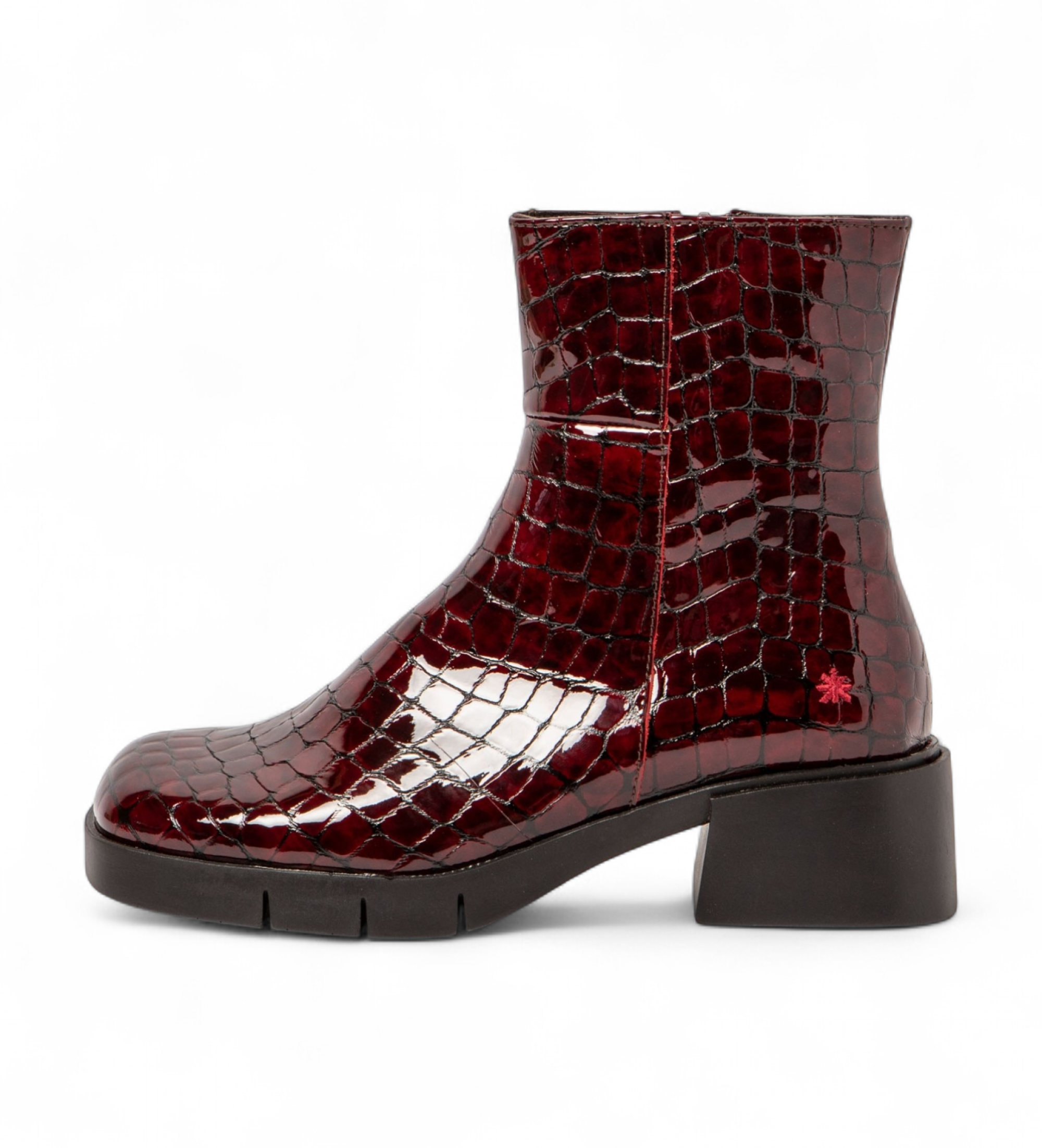 Art für Damen. 112841367003_008 Leder-Stiefeletten 1284 burgundy Warschau (36), 3 bis 5 cm, Reißverschluss, Lässig, Kastanienbraun, Bordeaux